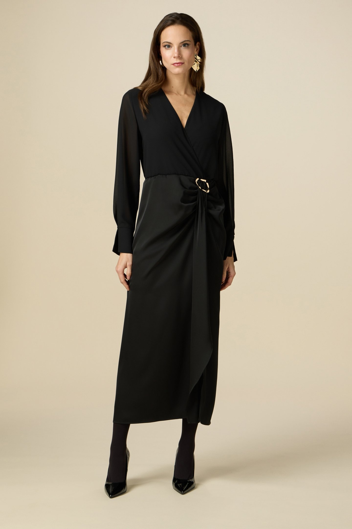 LONG DRESS WITH SATIN SKIRT BLACK 1