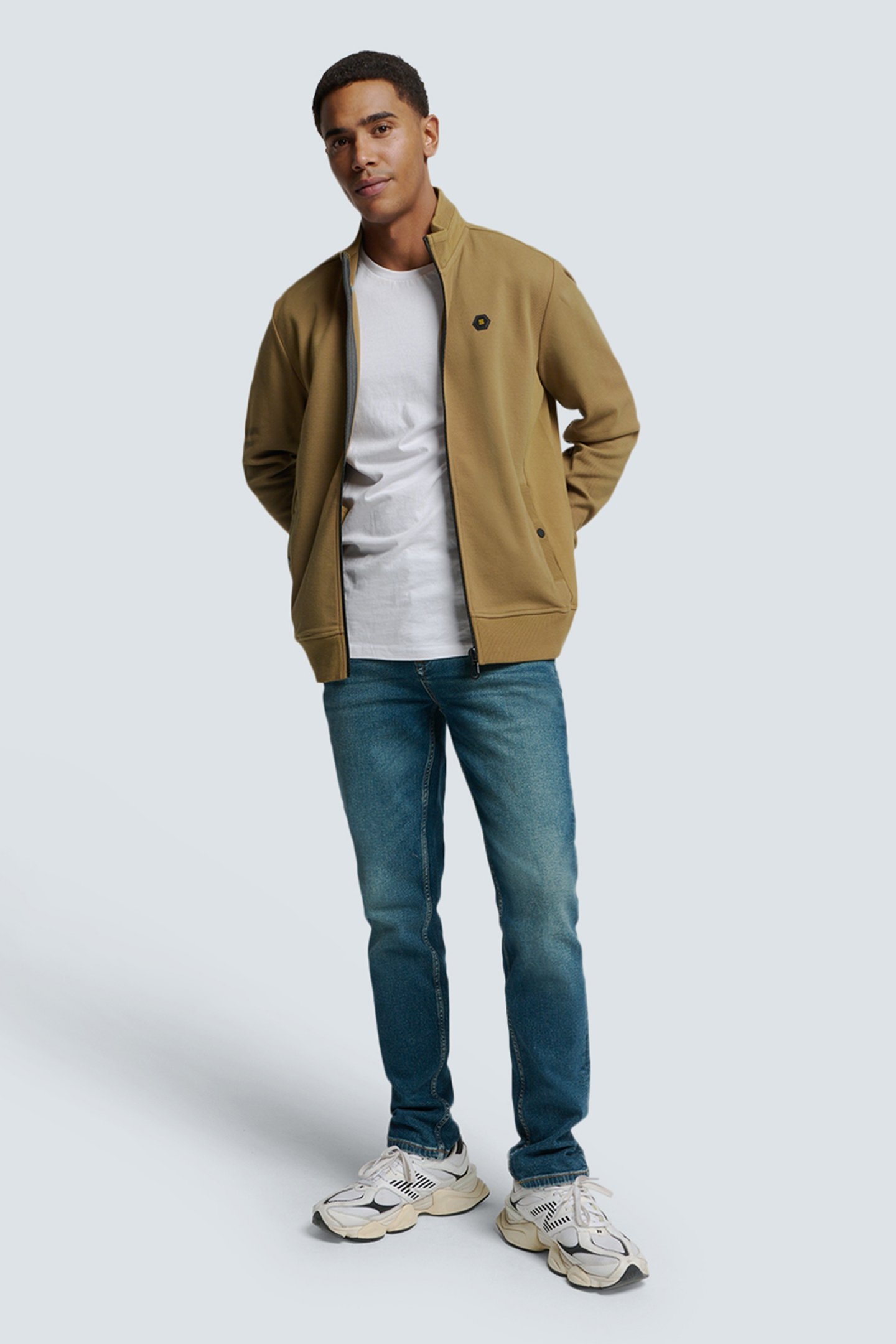 SWEATER FULL ZIPPER TWILL JACQUARD KHAKI 3