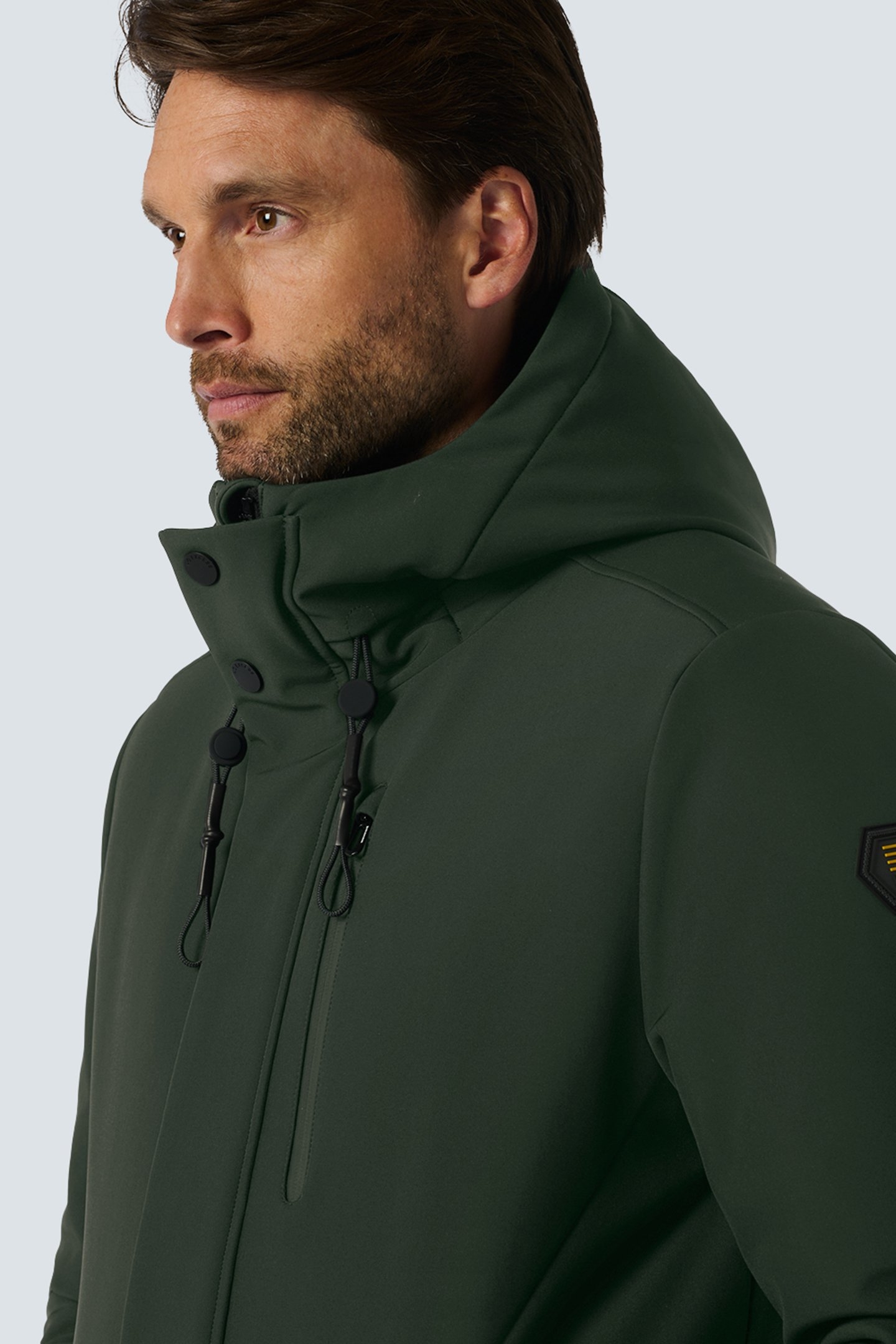 JACKET MEDIUM LONG FIT HOODED SOFTSHELL STRETCH DARK MOSS 7