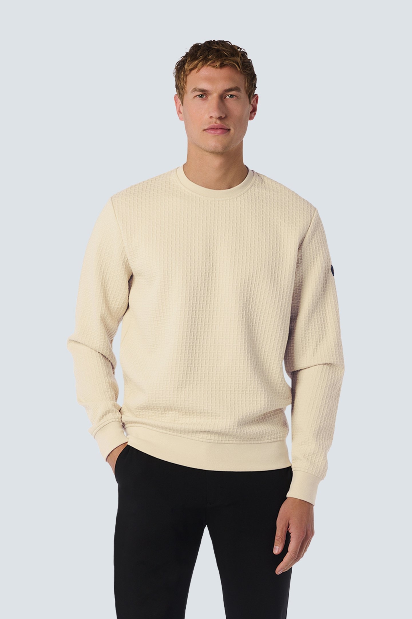SWEATER CREWNECK DOUBLE LAYER JACQUARD STRETCH CEMENT 1