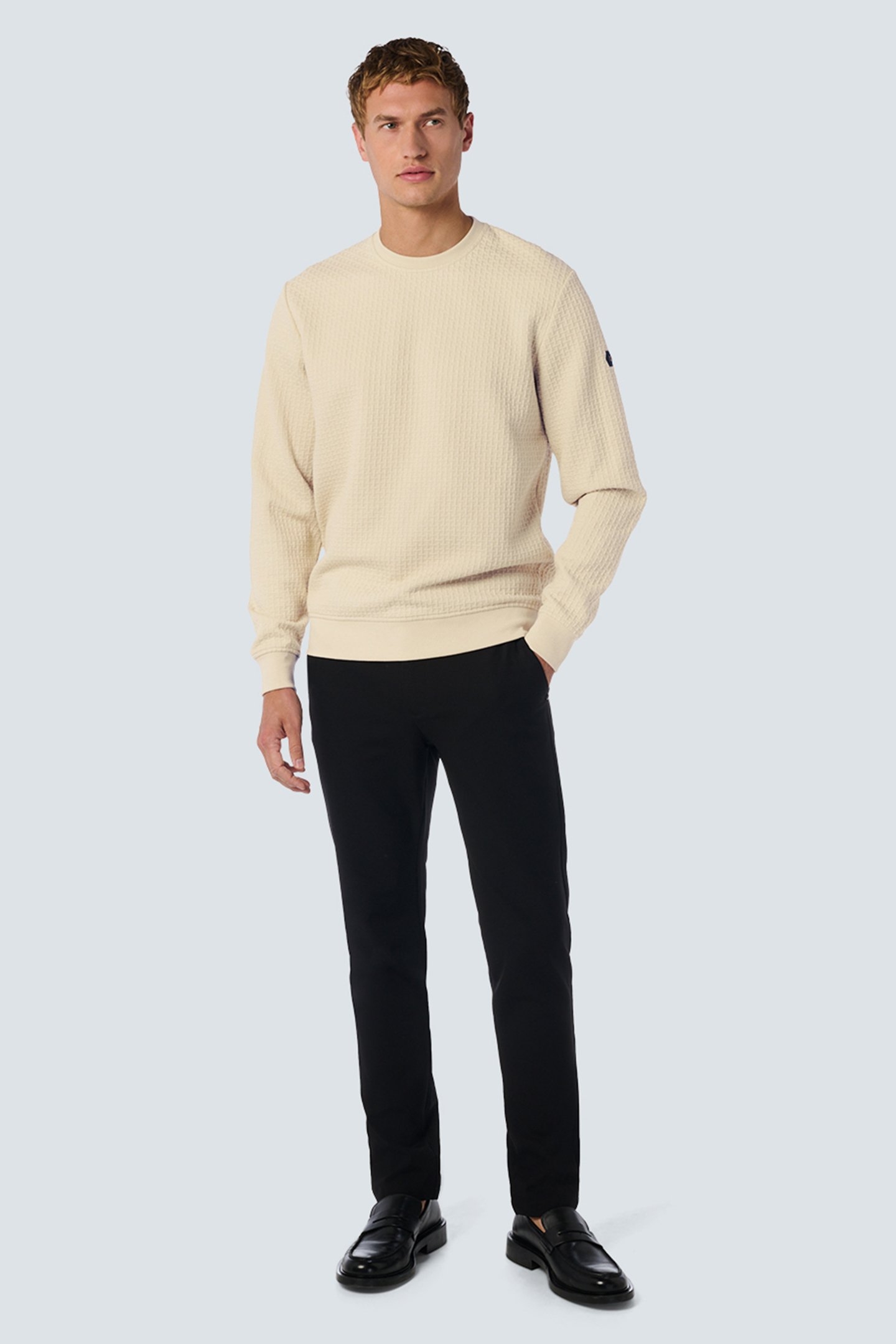 SWEATER CREWNECK DOUBLE LAYER JACQUARD STRETCH CEMENT 3