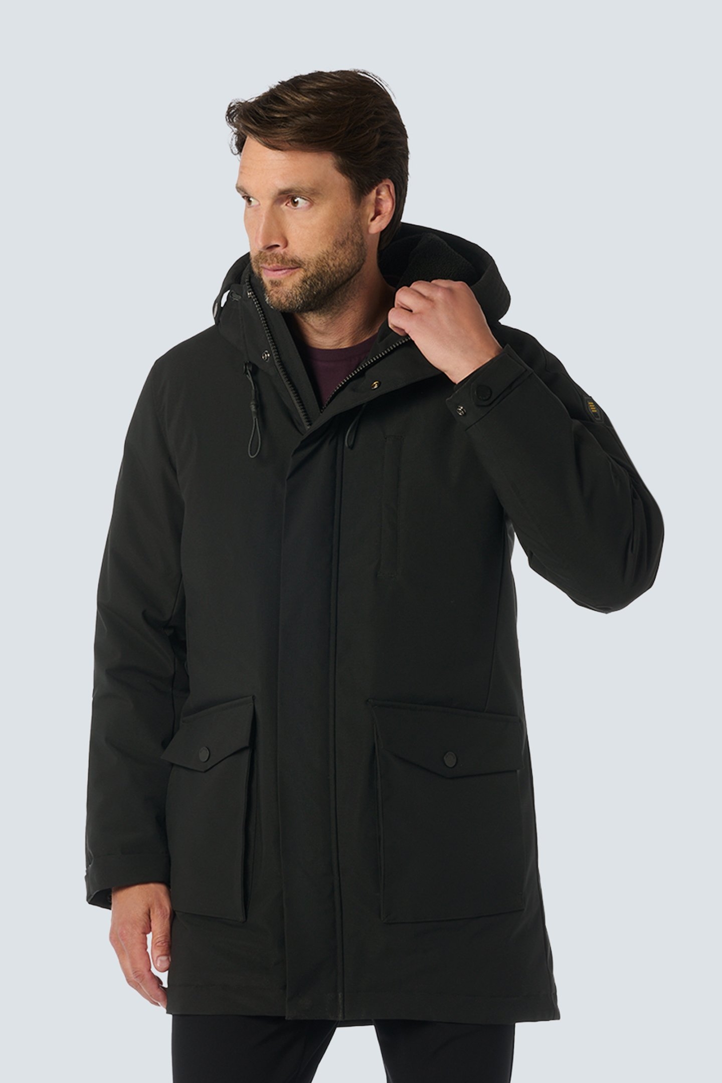 JACKET LONG FIT HOODED BLACK 1