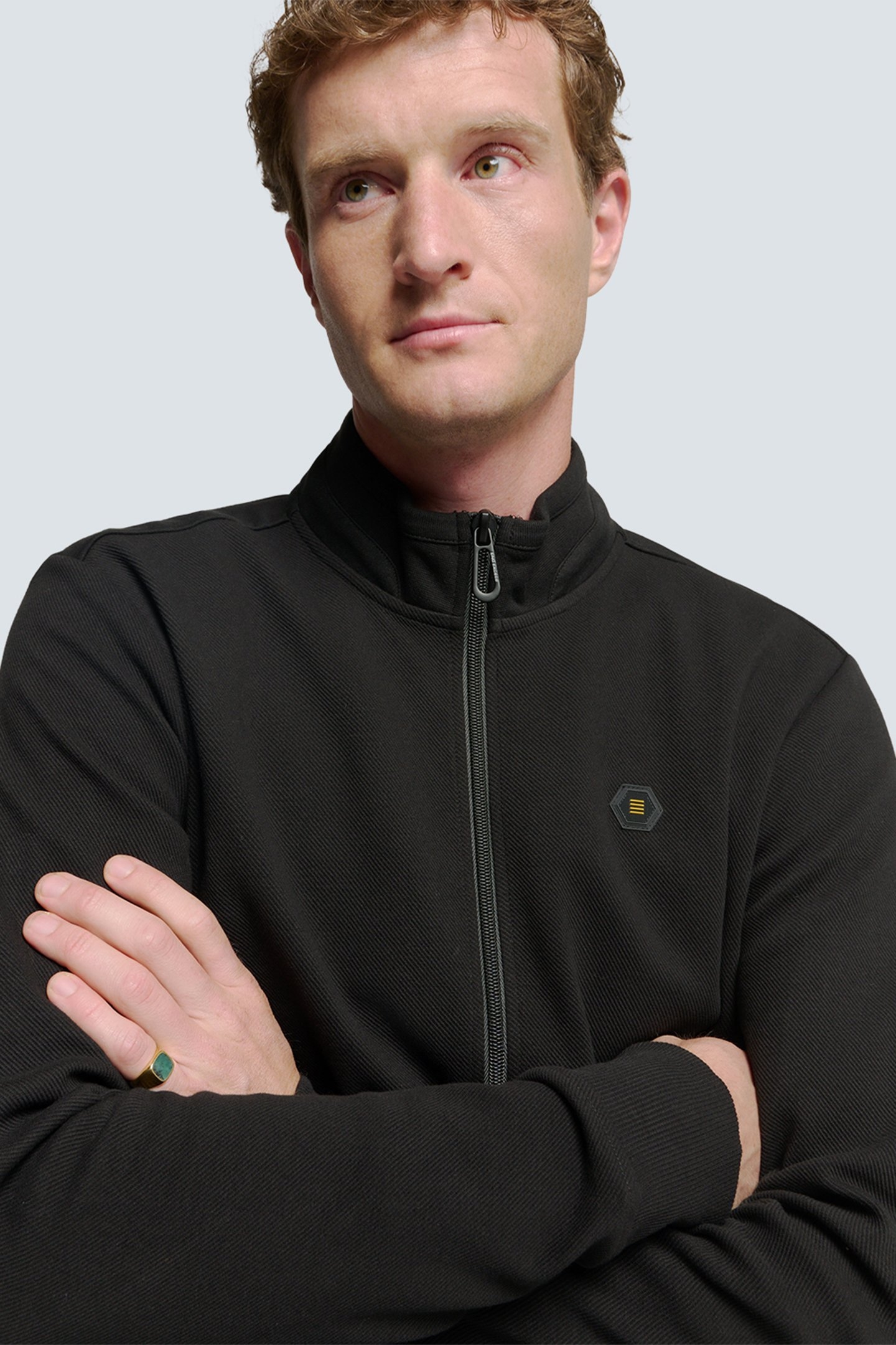 SWEATER FULL ZIPPER TWILL JACQUARD BLACK 6