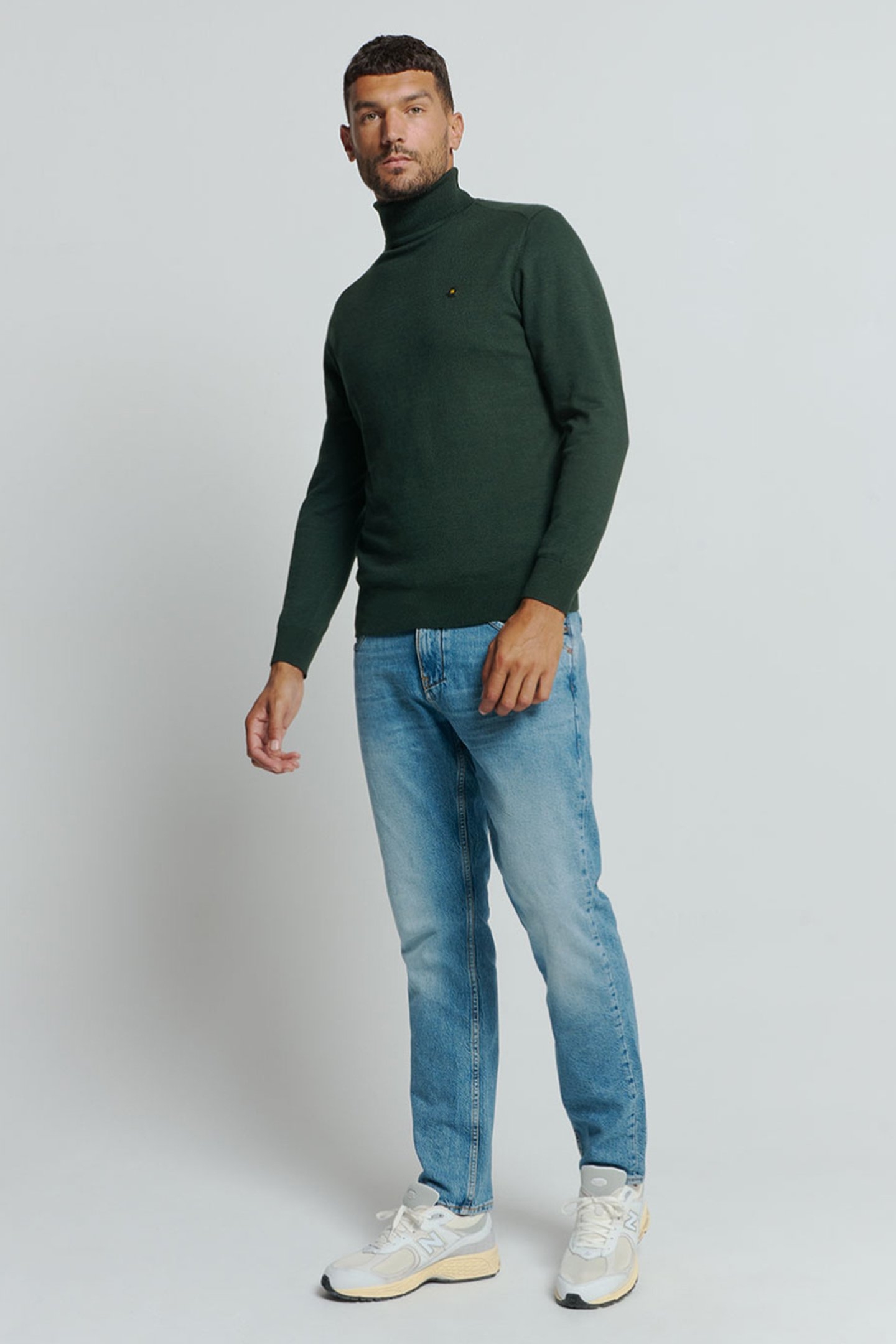 PULLOVER ROLLNECK 2 COLOURED MELANGE DARK GREEN 3