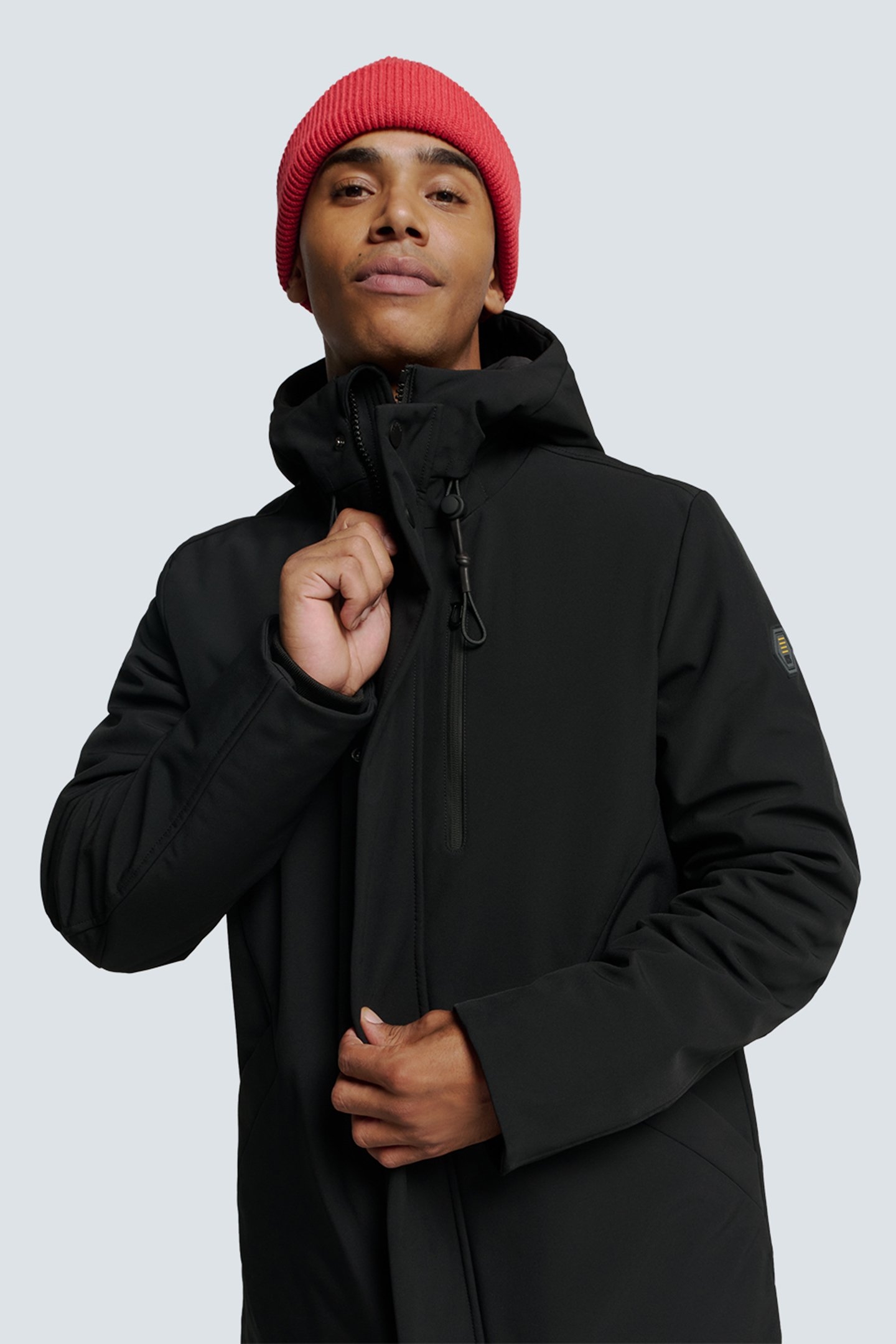 JACKET MEDIUM LONG FIT HOODED SOFTSHELL STRETCH BLACK 6