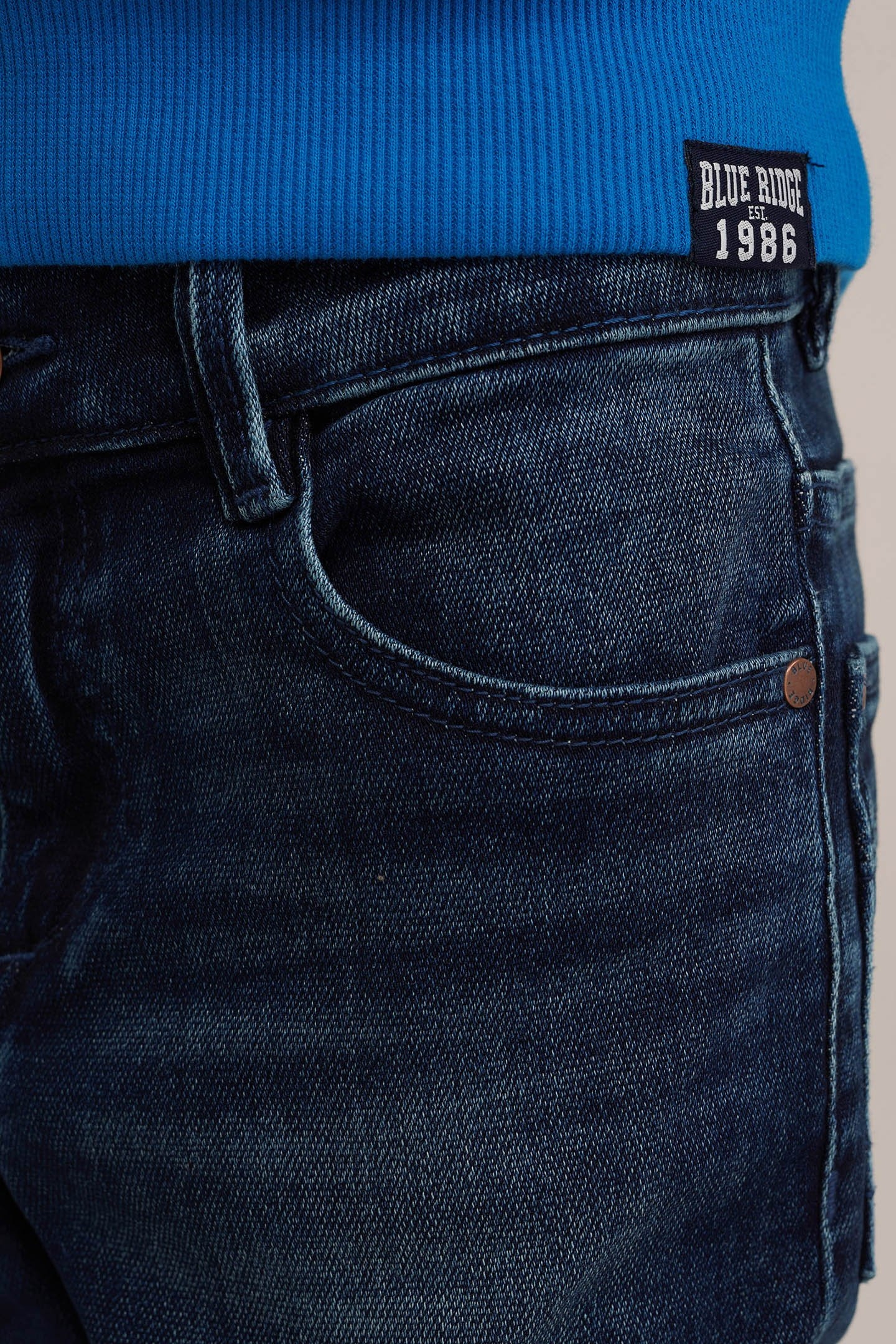 5-POCKET MID WAIST DARK BLUE 5