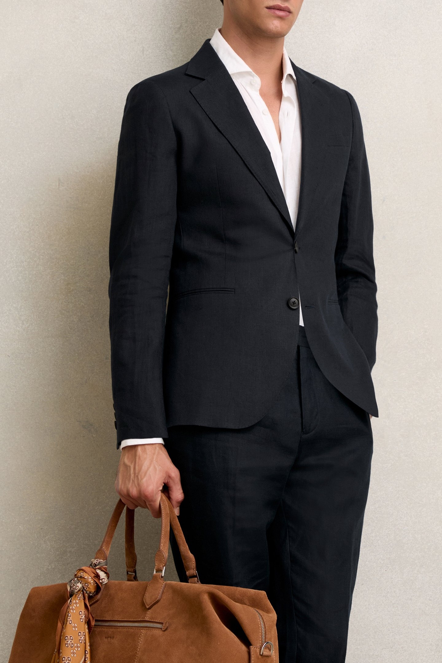 LINEN SLIM FIT BLAZER NAVY 1