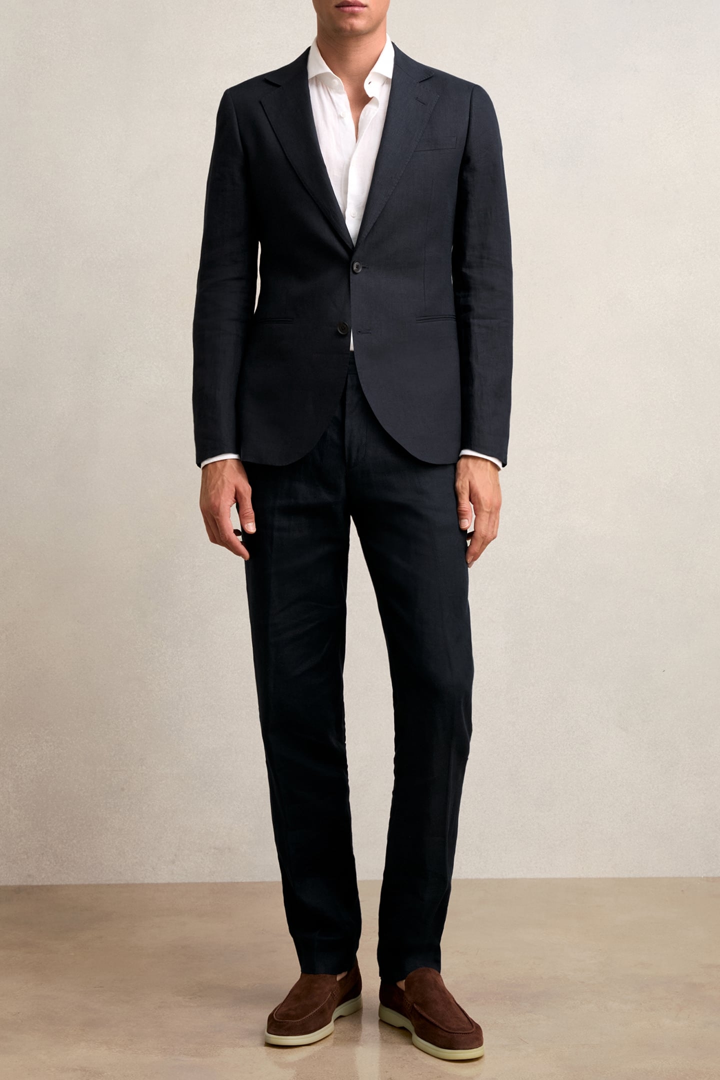 LINEN SLIM MIXER TROUSER NAVY 3