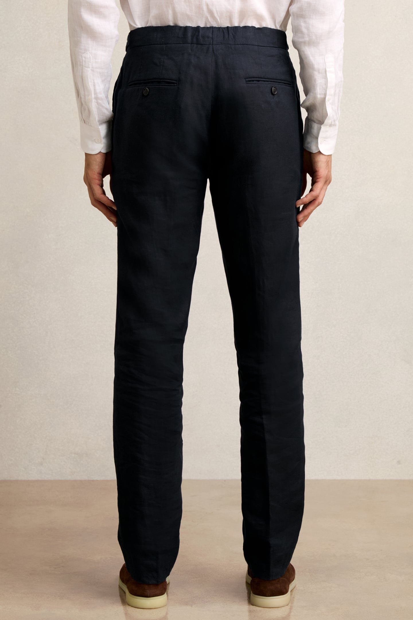LINEN SLIM MIXER TROUSER NAVY 2