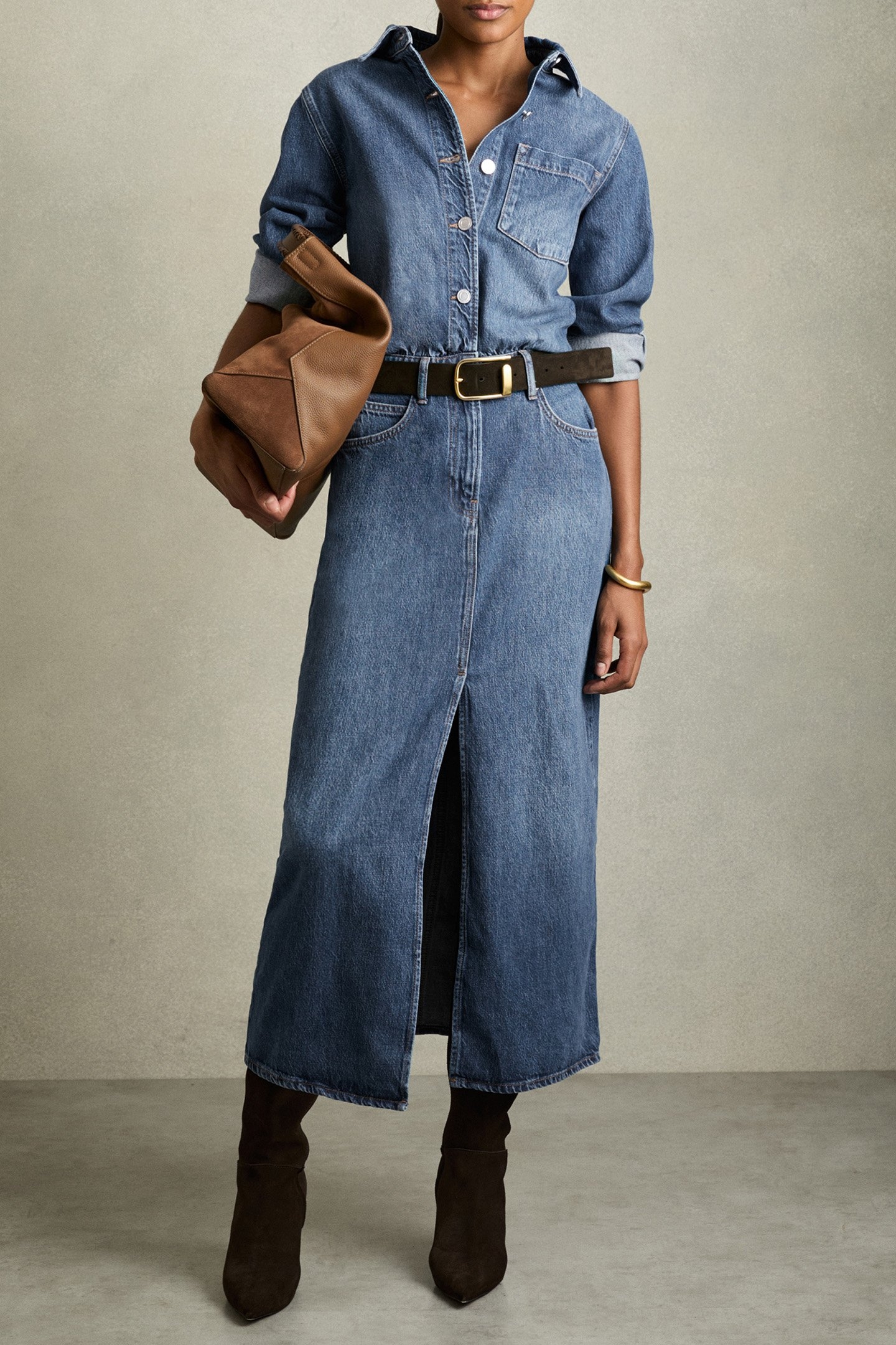 DENIM MIDI DRESS INDIGO 1