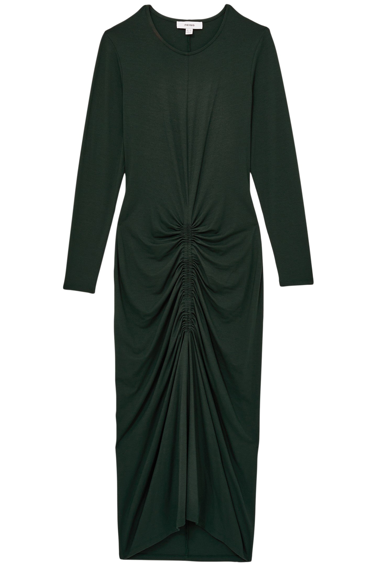 PLAIN RUCHED JERSEY DRESS GREEN 3
