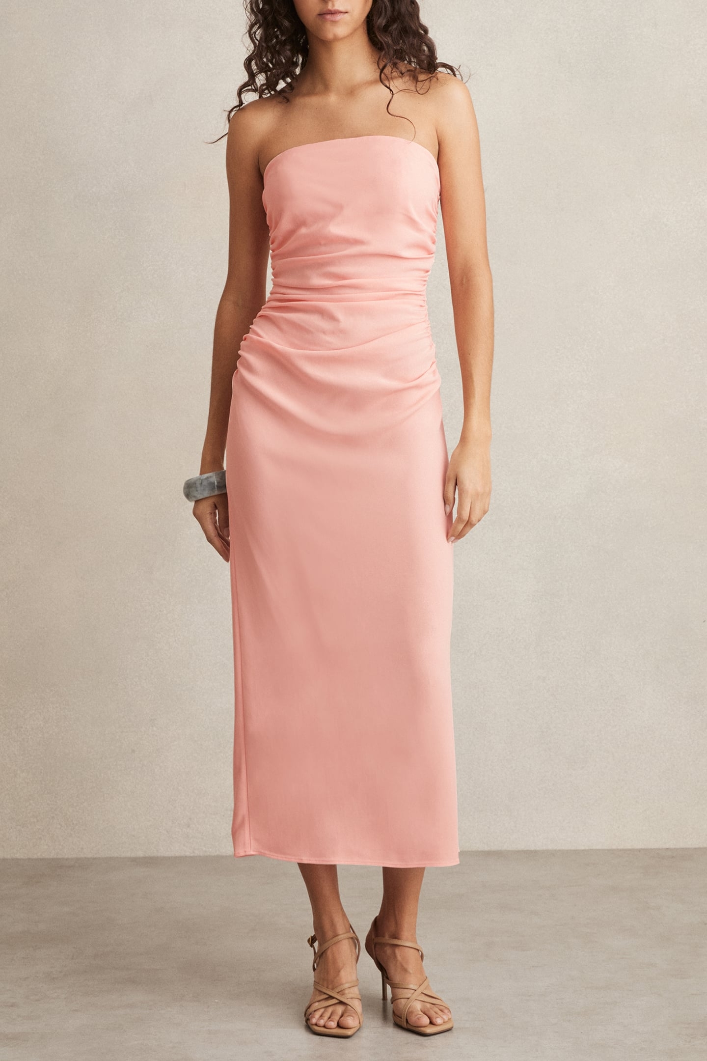 RUCHED DRESS PINK 1