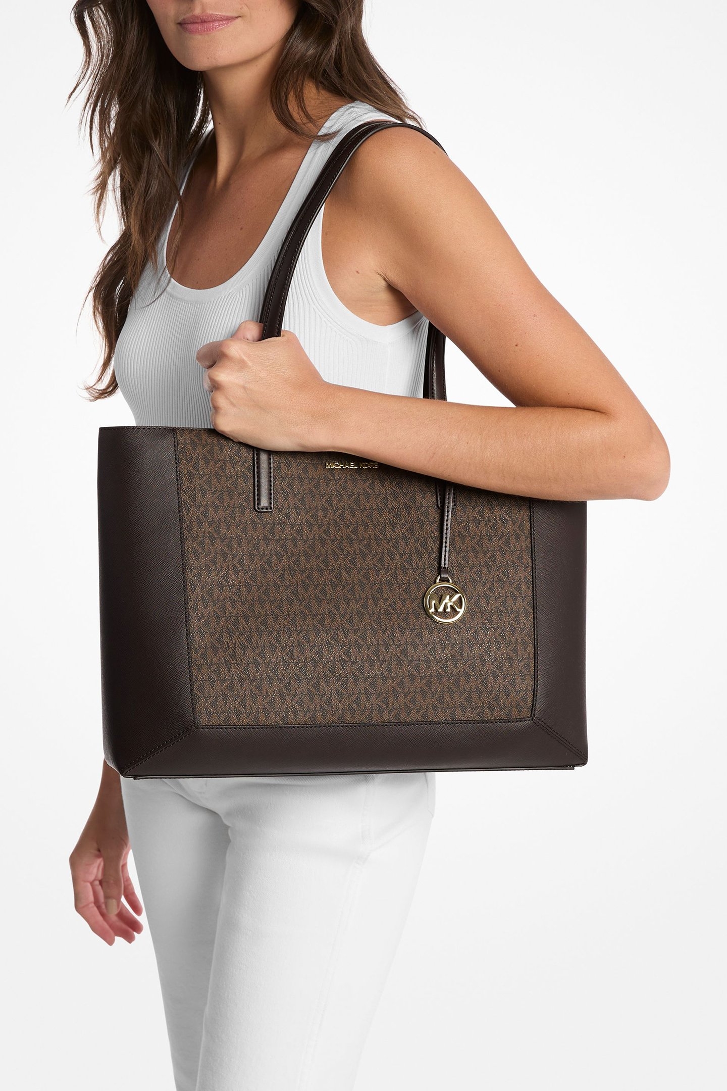 LEATHER EW TOTE BAG IN CHOCOLATE 2