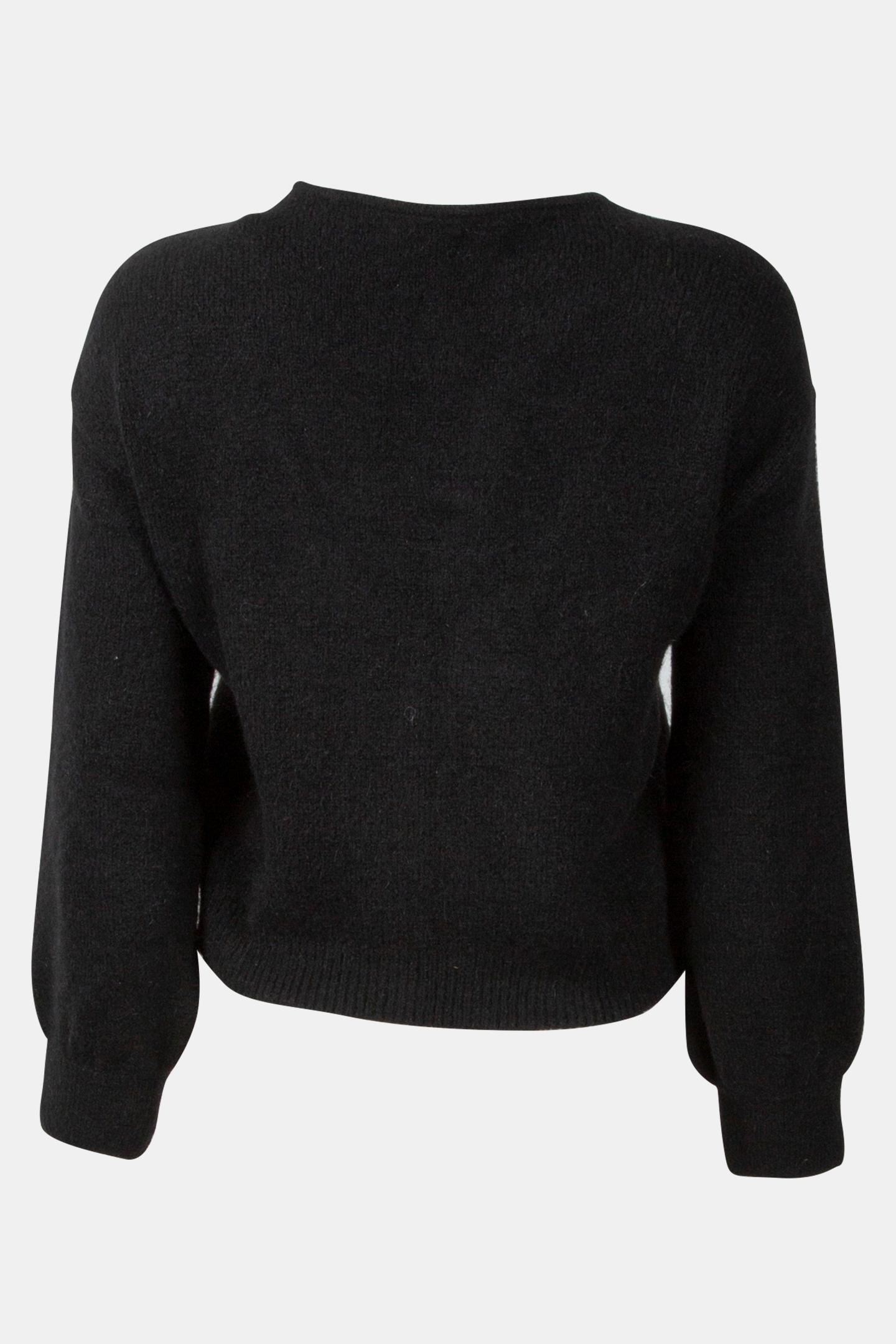 TAIGA - BLACK REVERSIBLE KNIT CARDIGAN, FRONT/BACK 5