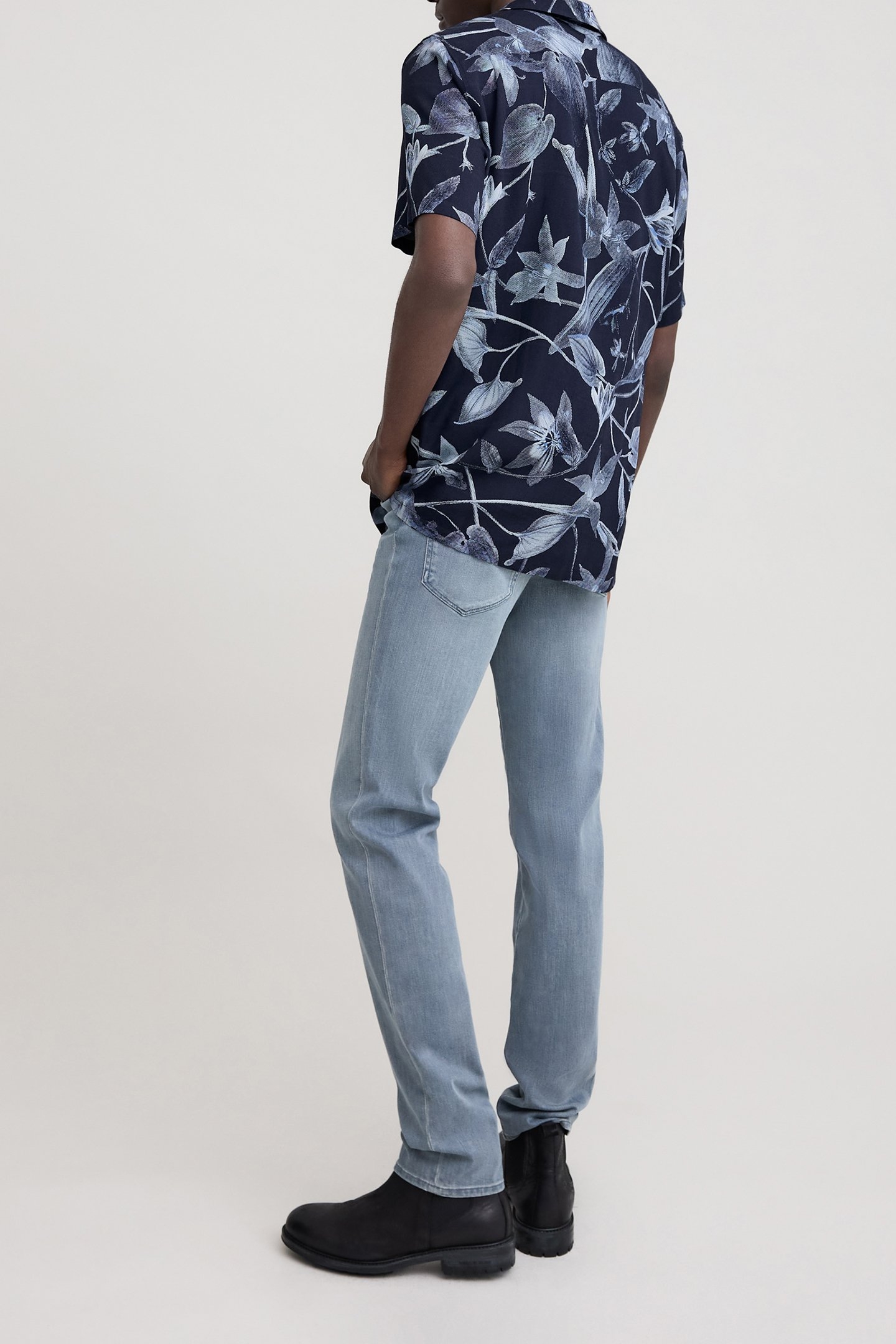 REGULAR INDIGO MAXI LEAF PRINT SHIRT INDIGO 4