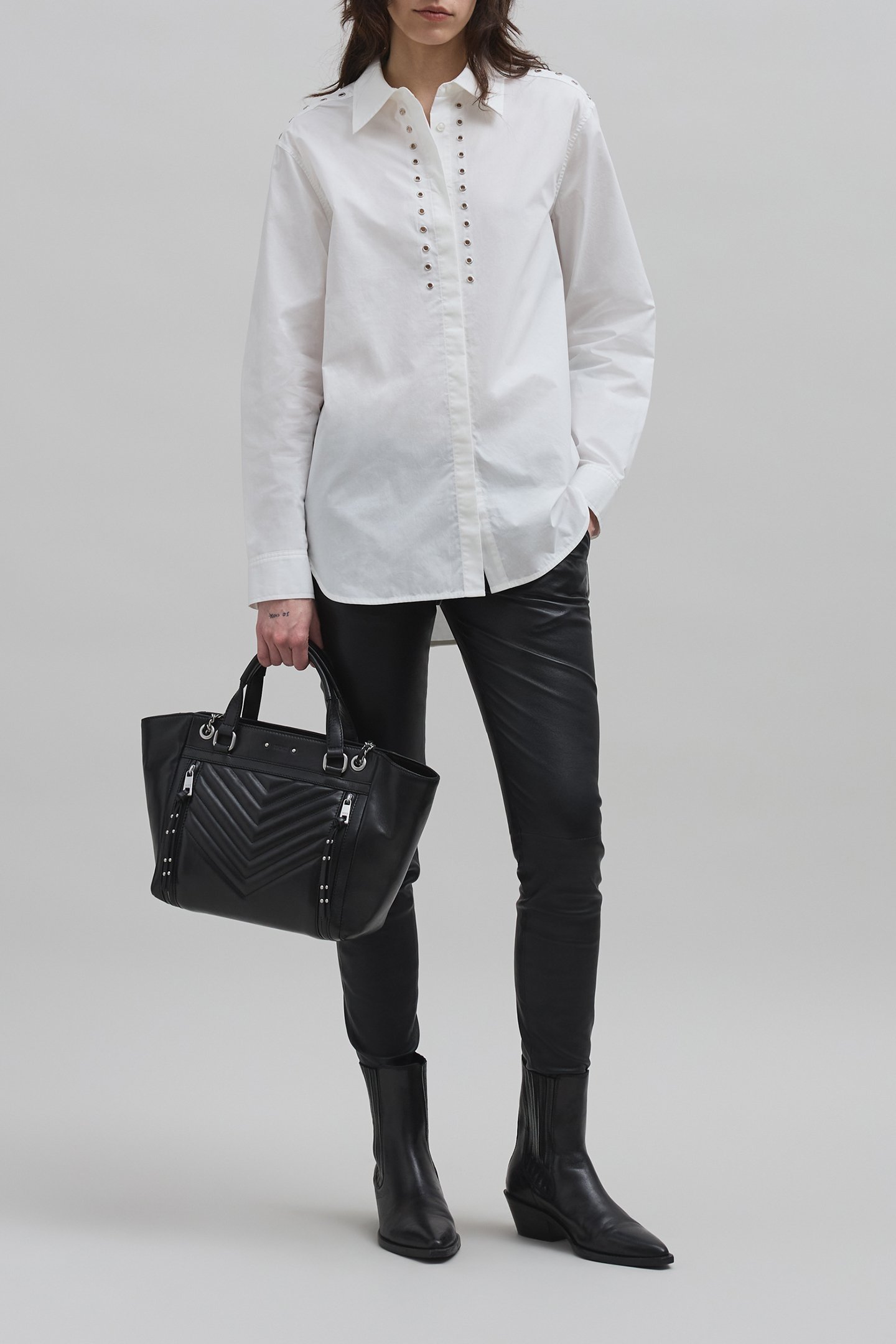 WHITE ORGANIC COTTON SHIRT WITH EYELET DESIGN OFF-WHITE 3