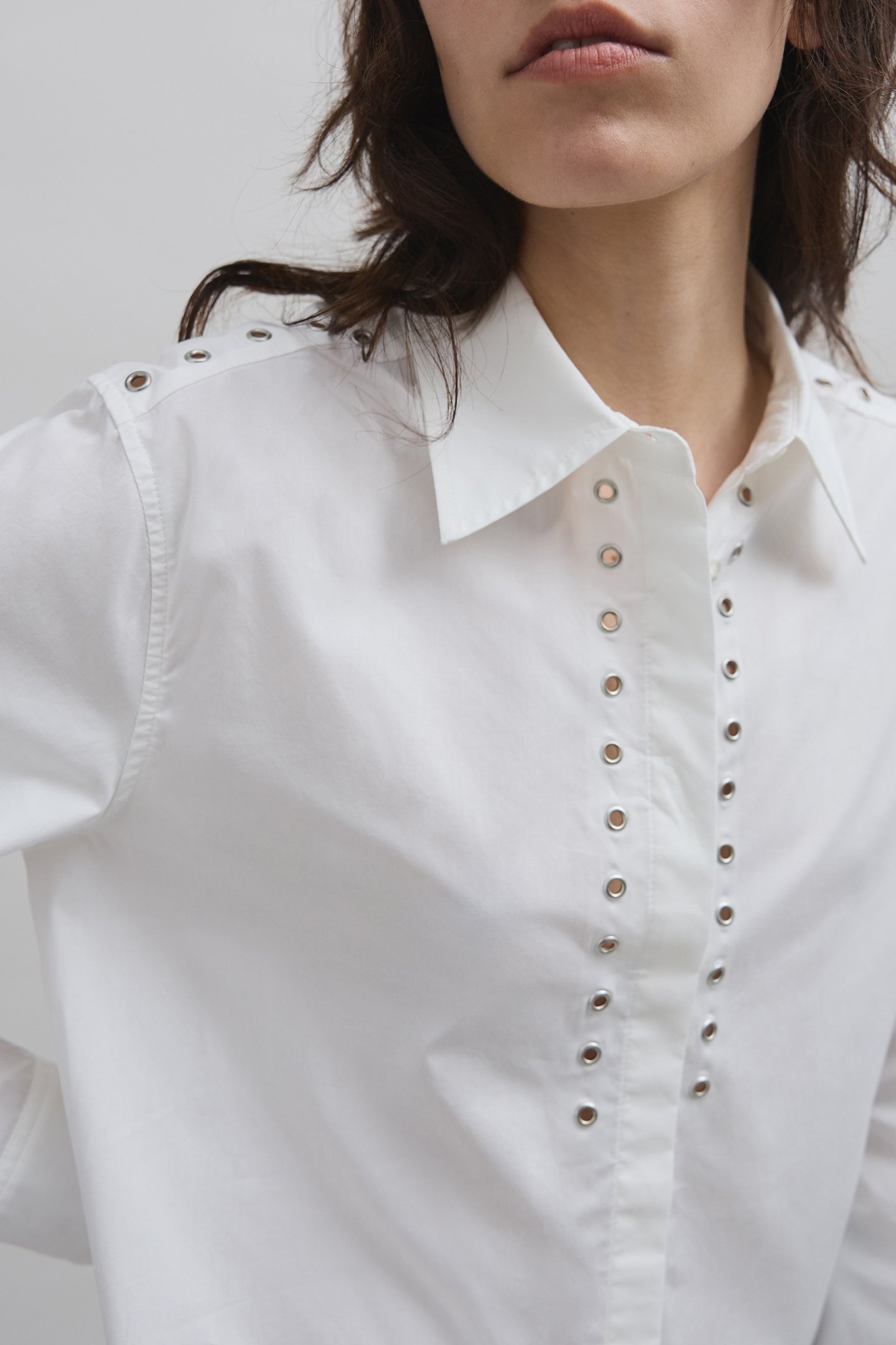 WHITE ORGANIC COTTON SHIRT WITH EYELET DESIGN OFF-WHITE 7