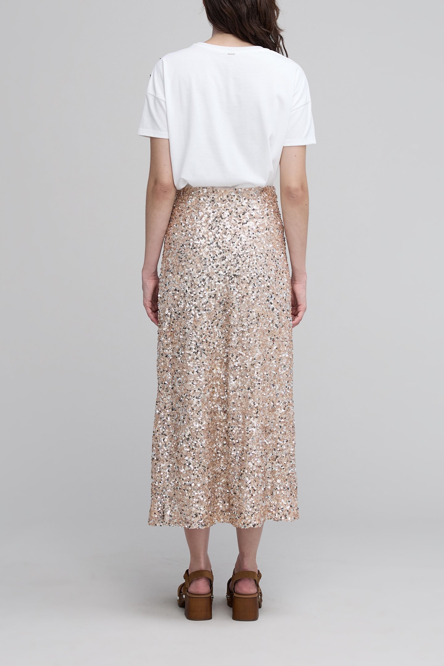 SEQUIN-EMBROIDERED CHAMPAGNE SKIRT CHAMPAGNE 3