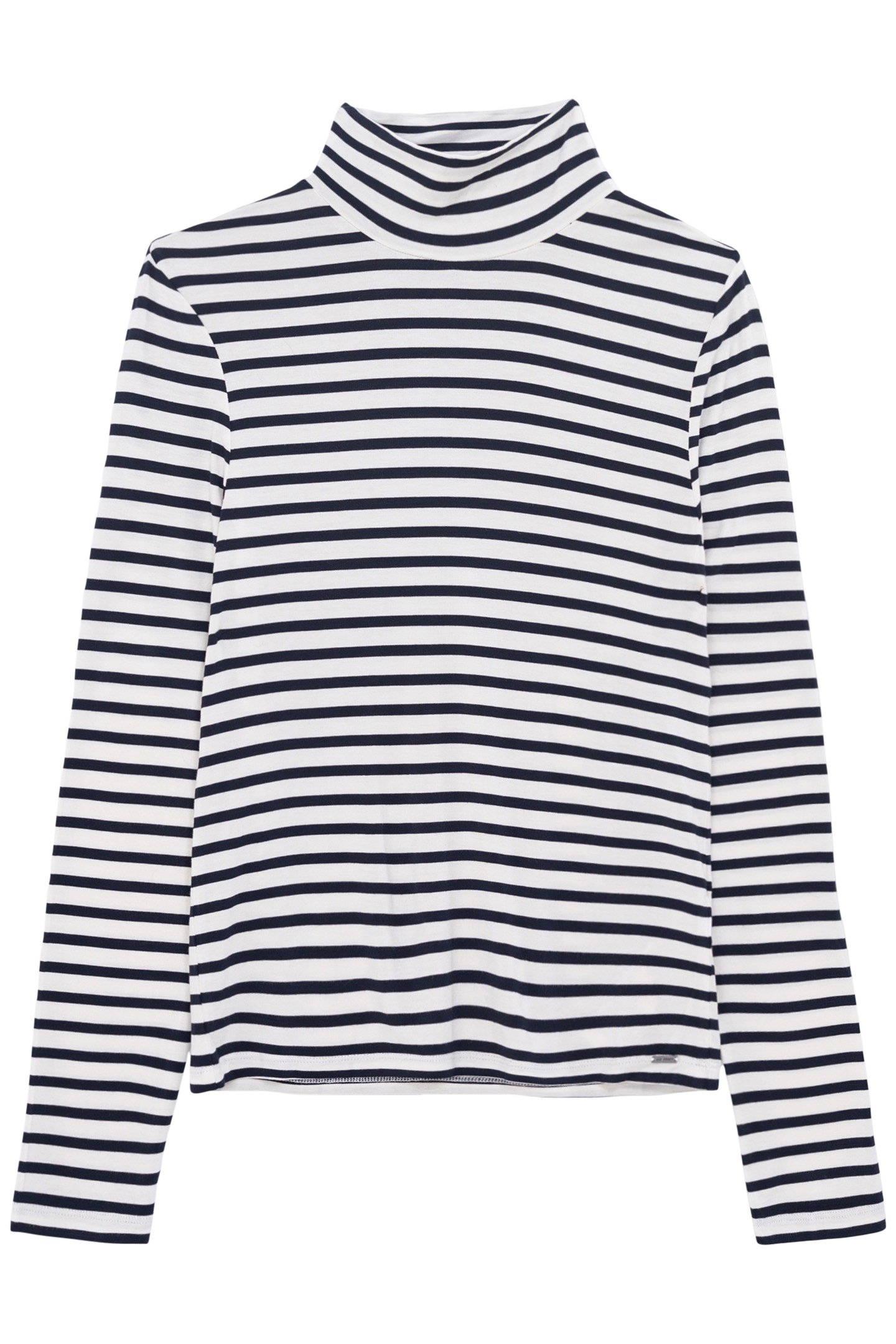 NAVY TURTLENECK TEE WITH WHITE STRIPES NAVY 1
