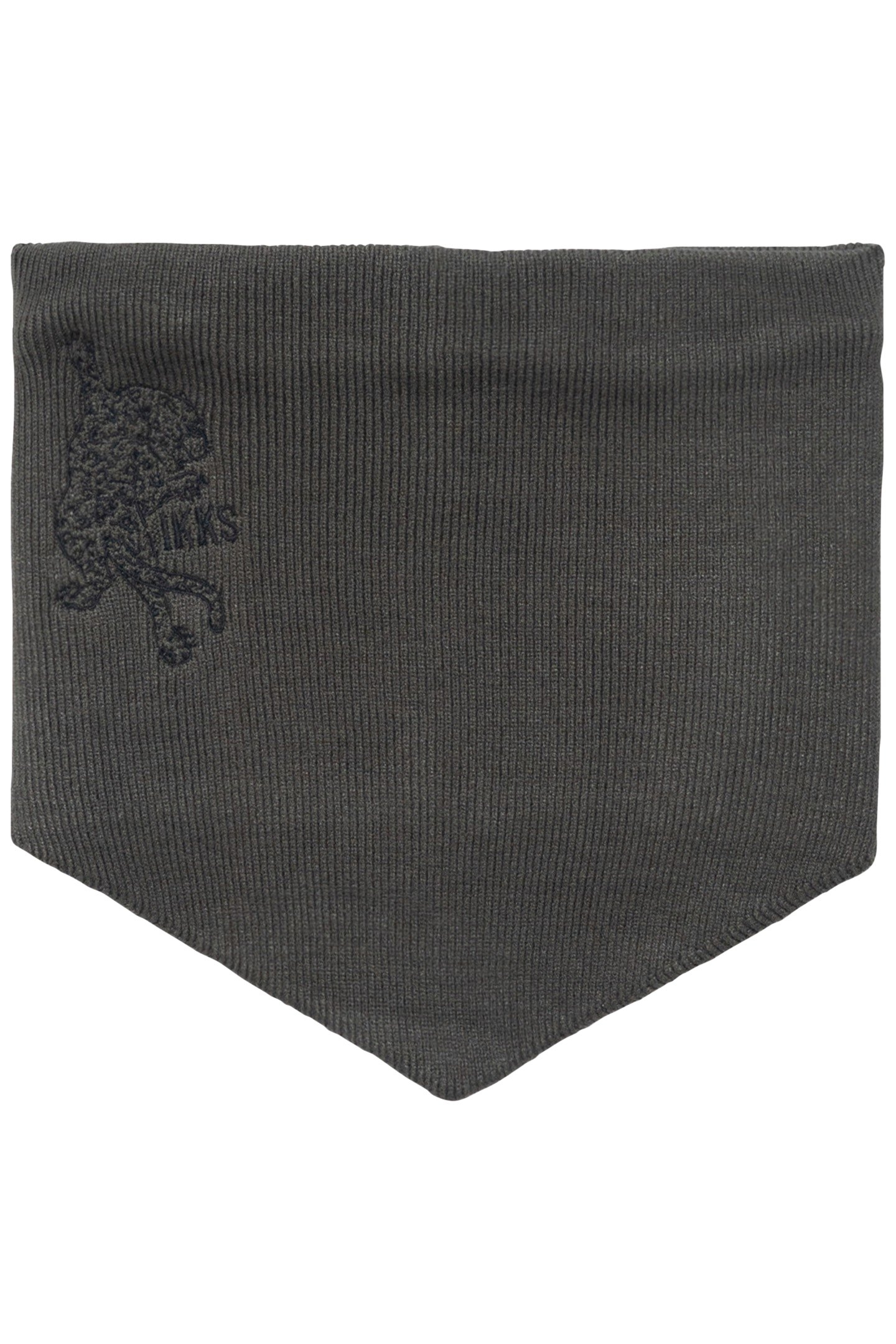 BOY'S KHAKI RECYCLED KNIT PANTHER EMBROIDERY SNOOD 1
