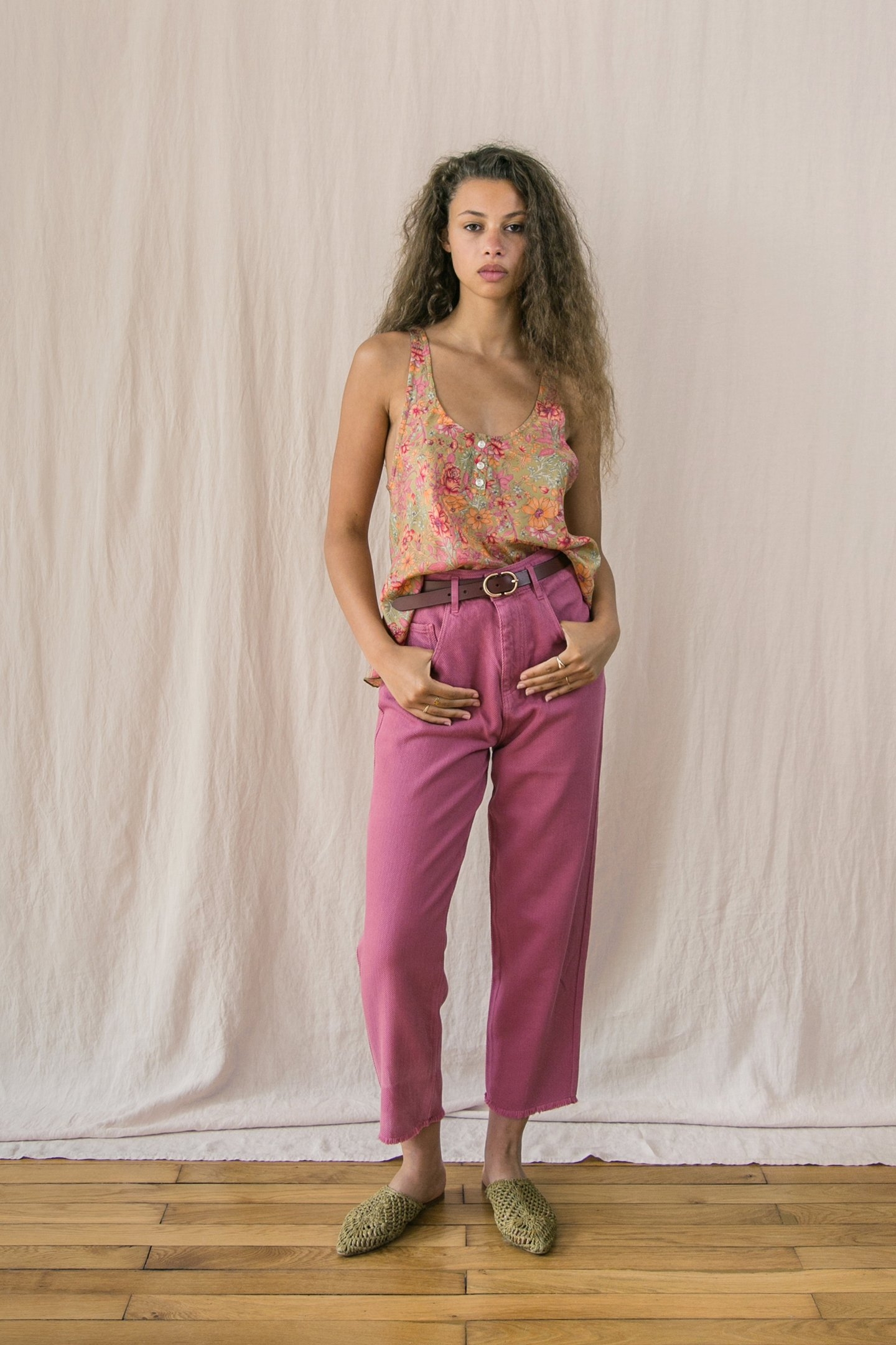 TOP ANNA KHAKI MULTI FLOWERS 1