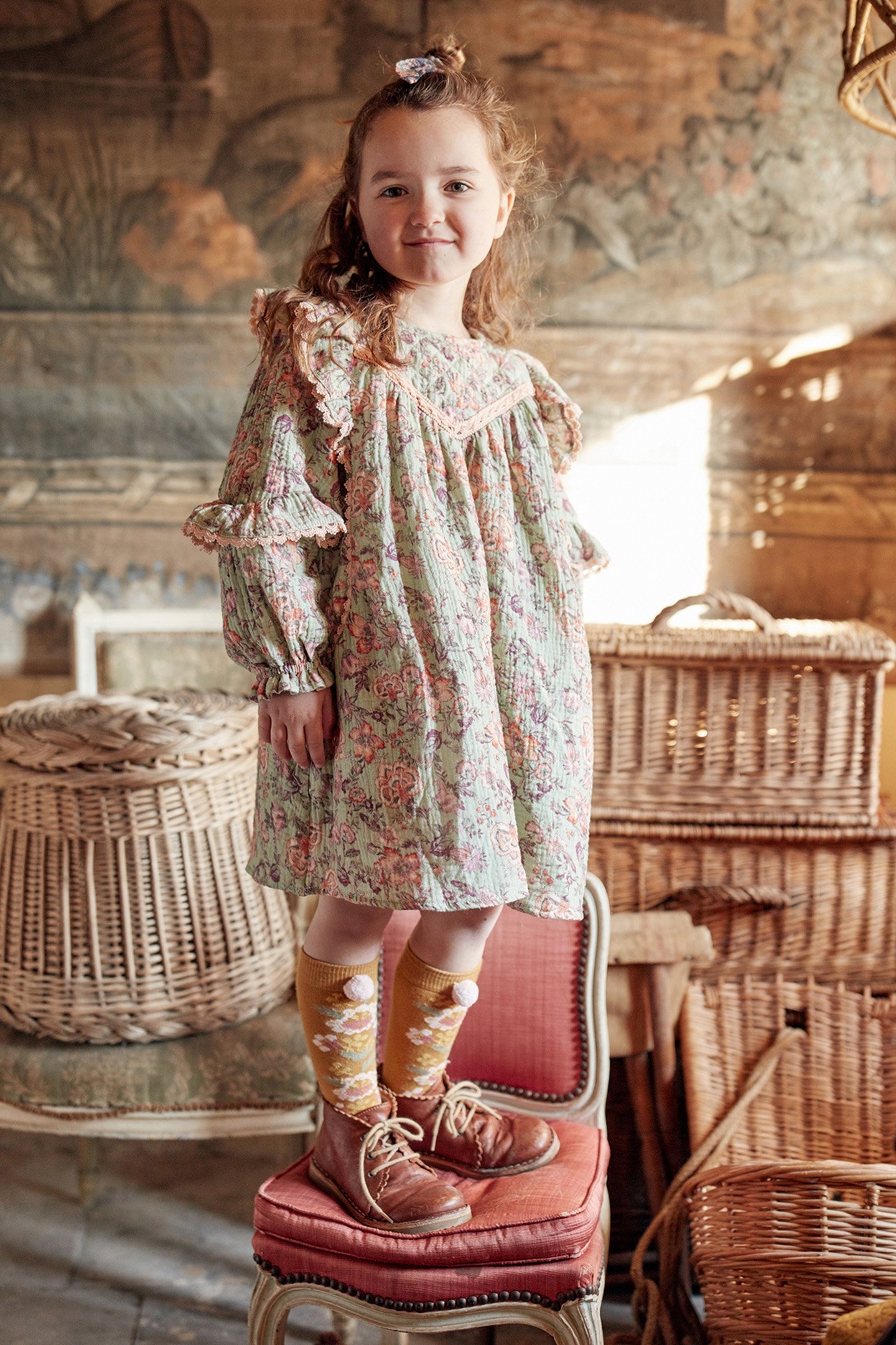 DRESS LARA KHAKI TROPICAL LOON 1