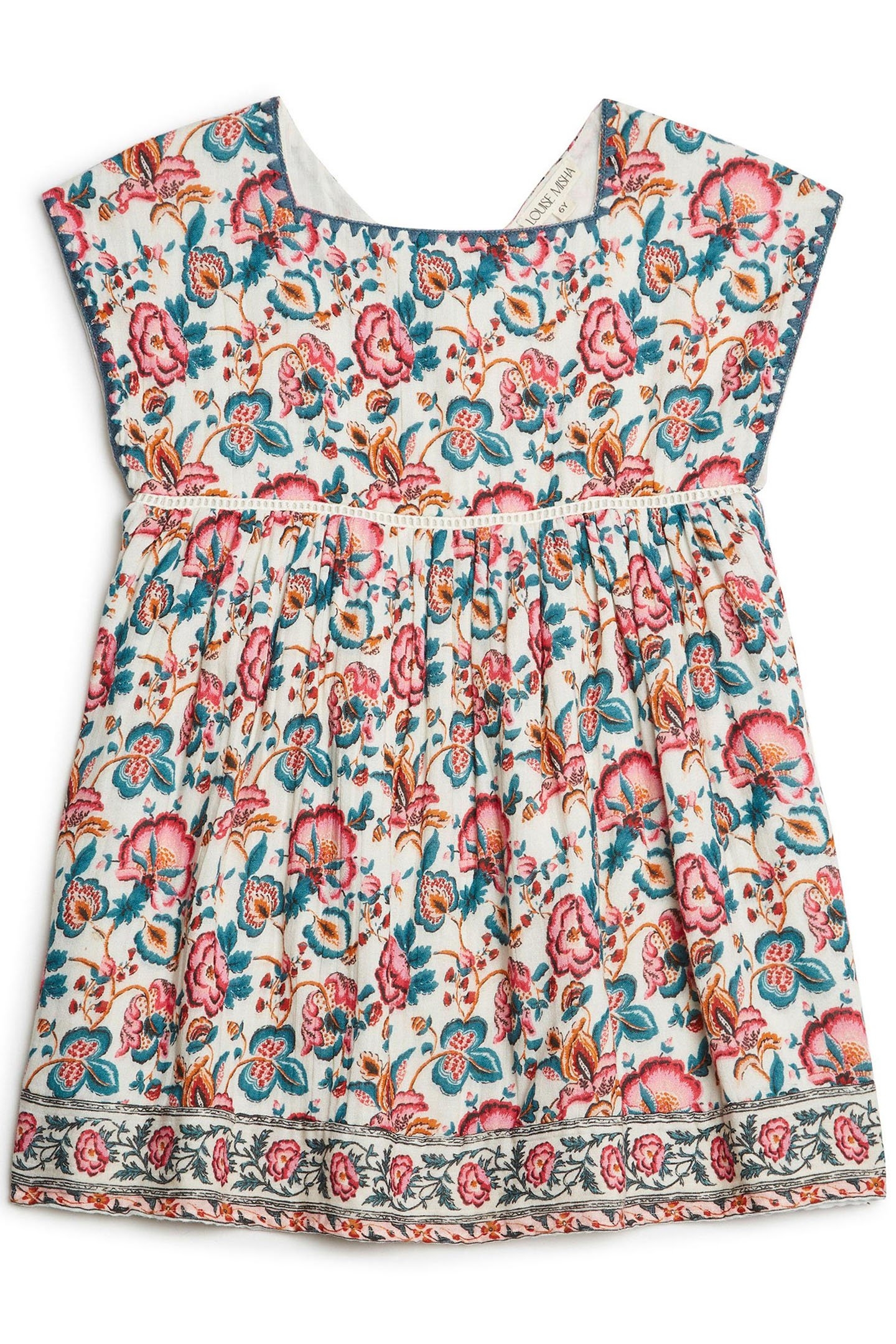 DRESS TAPALPA CREAM INDIAN FLOWERS 3