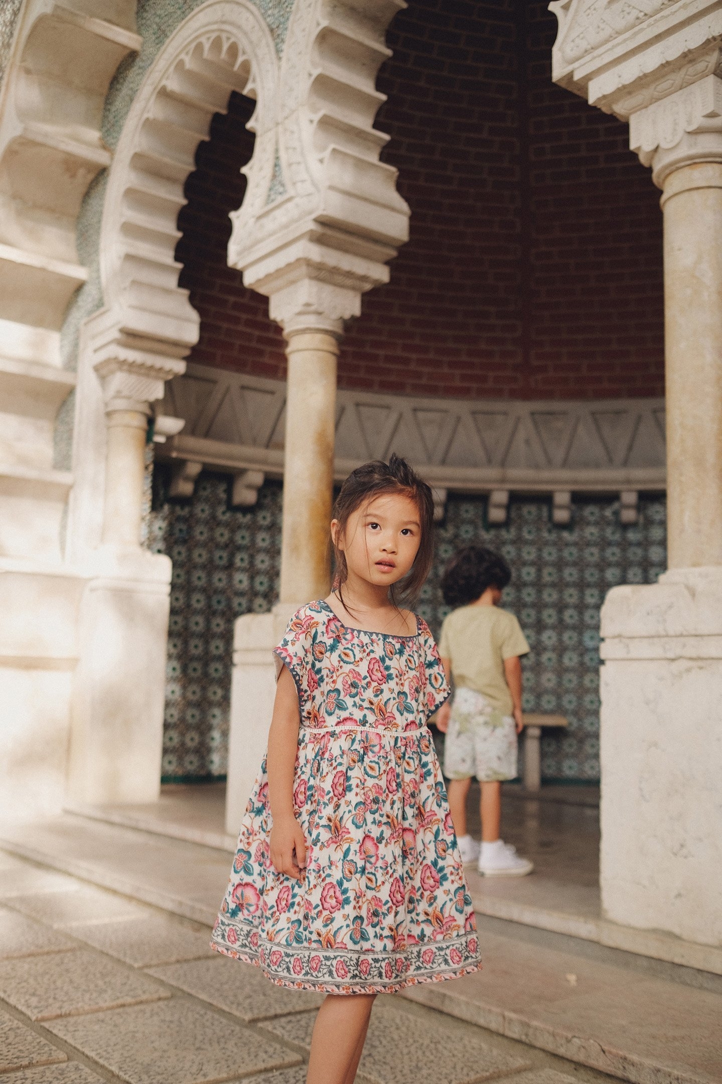 DRESS TAPALPA CREAM INDIAN FLOWERS 1