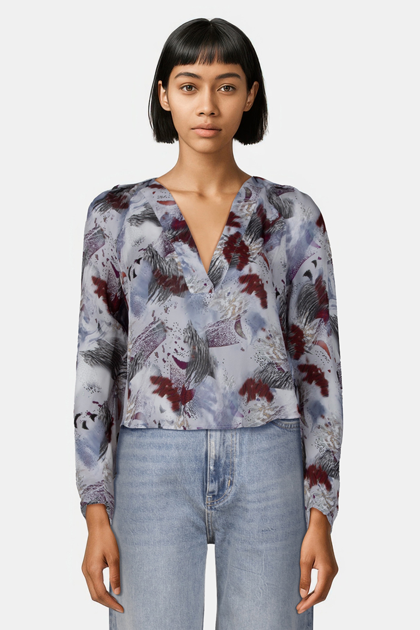 CHILALI TOP WHITE/BURGUNDY 1