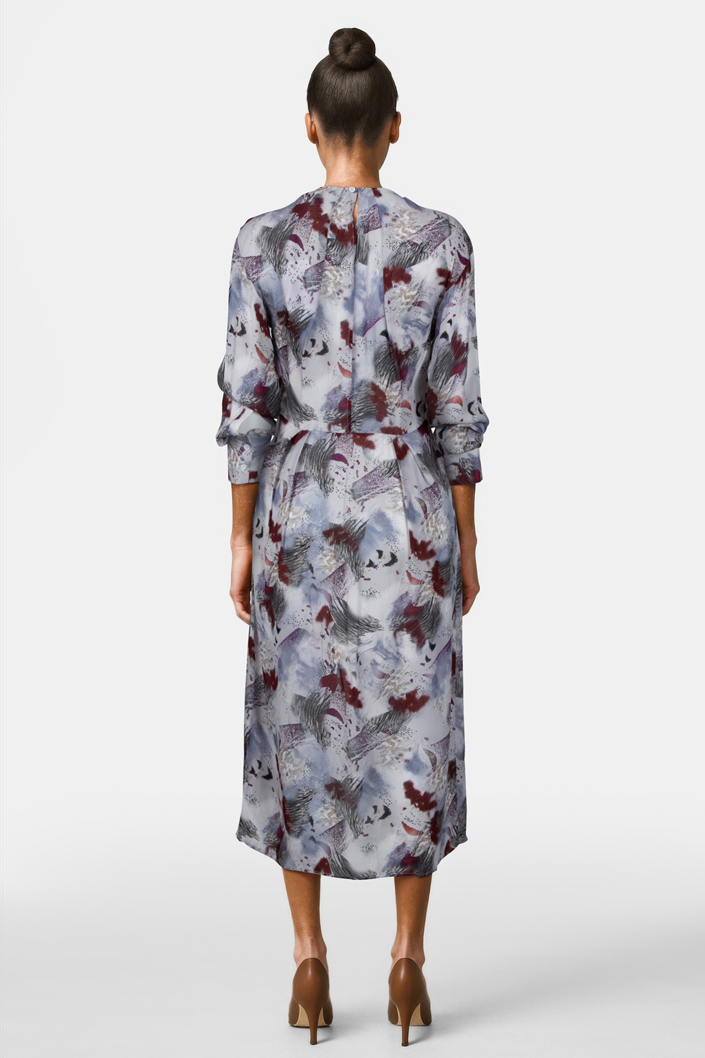 CHENOA DRESS WHITE/BURGUNDY 2