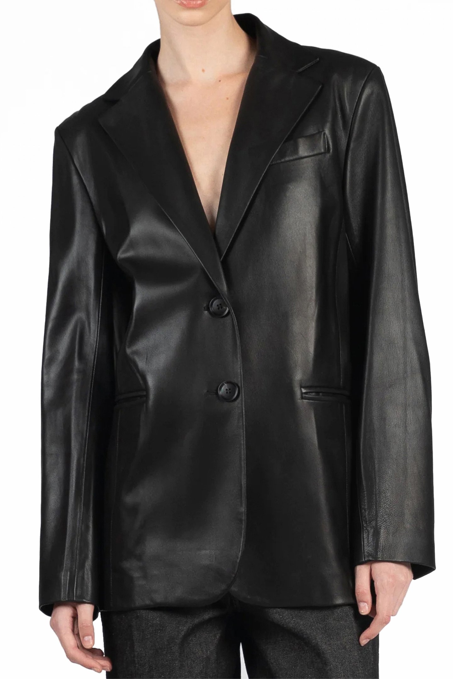 LEATHER SUIT JACKET BLACK 4