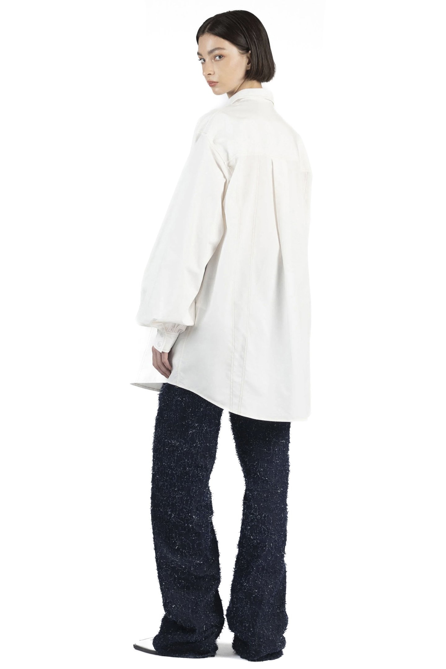 OVERSIZED SHIRT WITH STITCHES CORSET WHITE 4