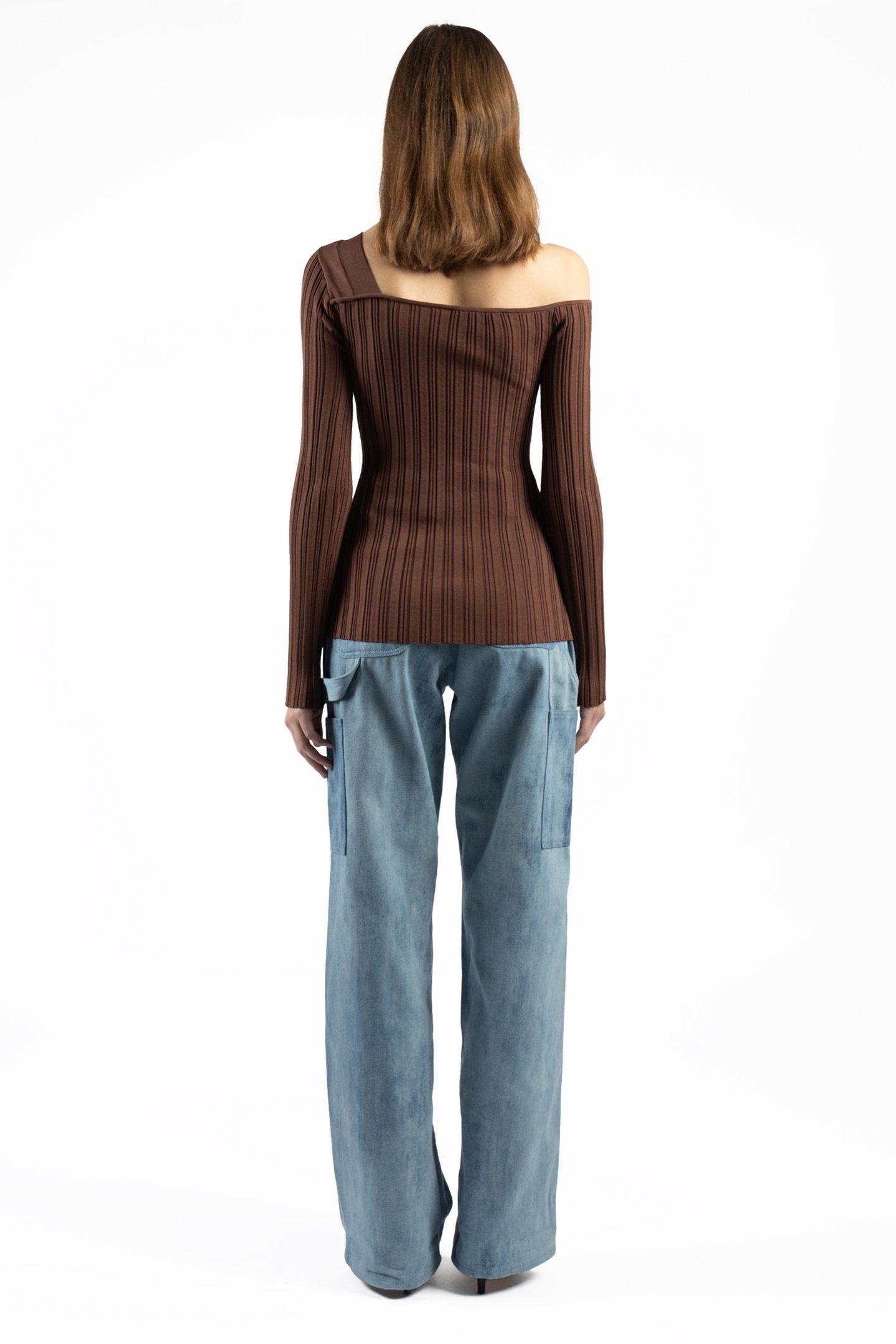 ASYMETRIC FITTED JUMPER BROWN 2