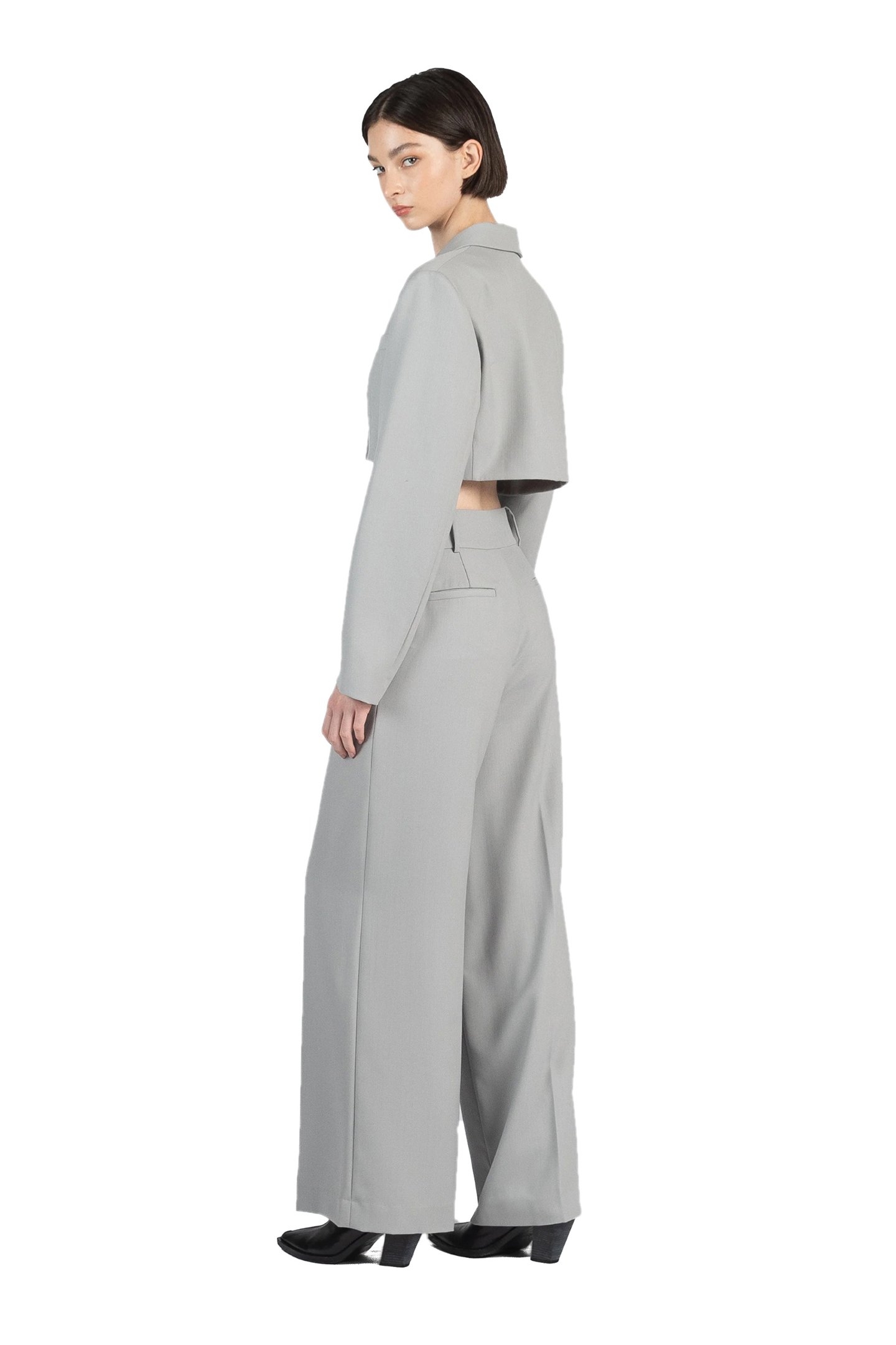 CROPPED TAILORED JACKET GREY 3