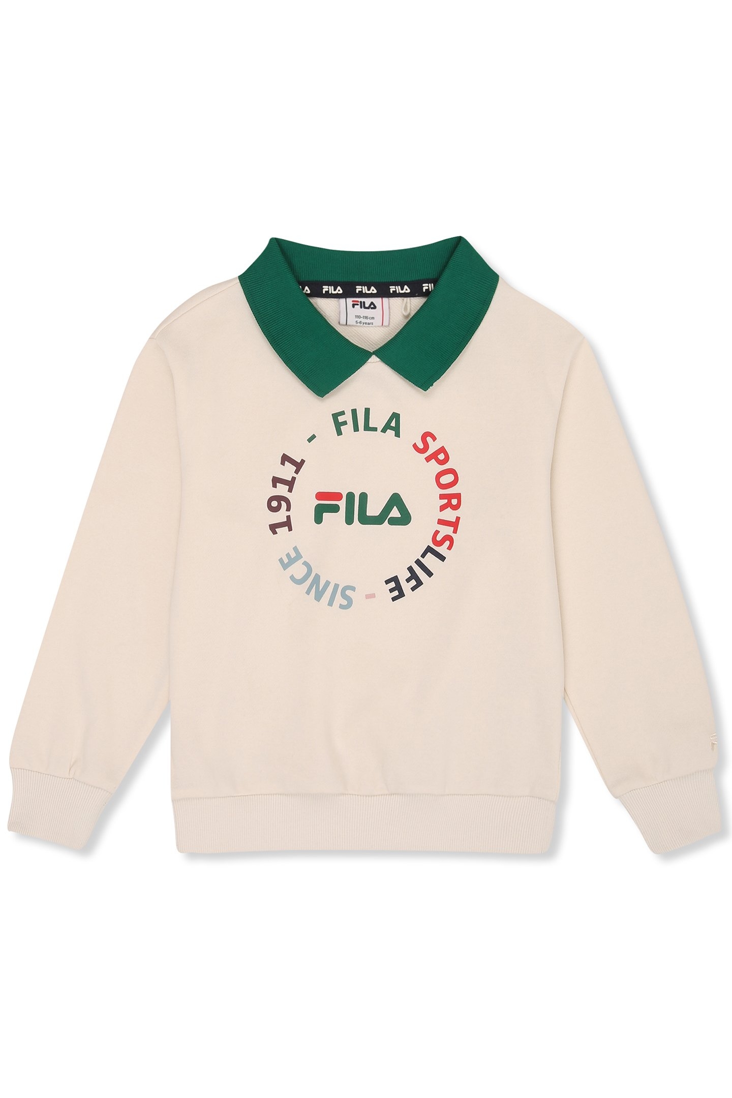 UNISEX PRAROLO REGULAR GRAPHIC POLO SWEATSHIRT EGRET 1