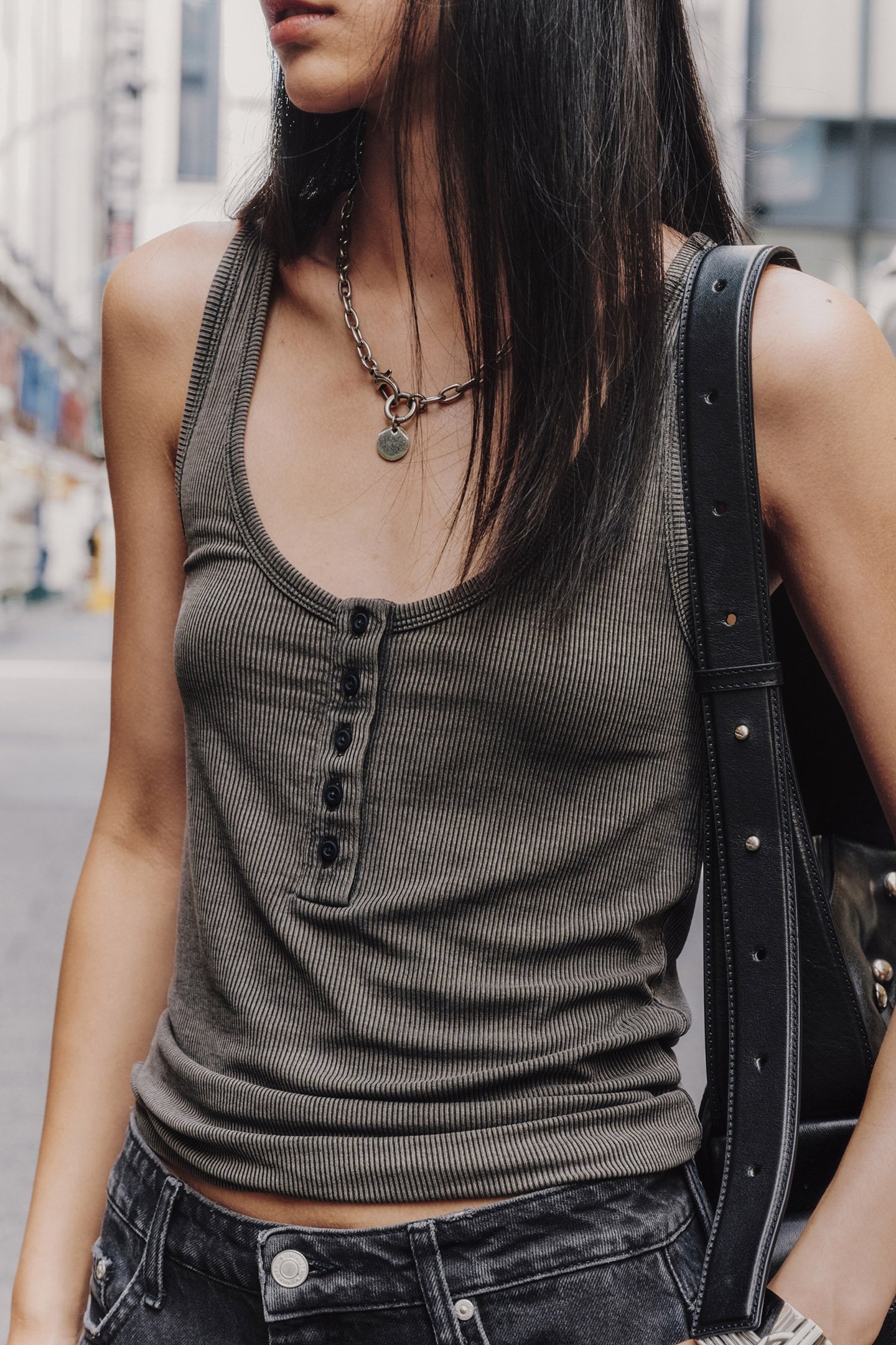 THE DARK FADED BUTTONED TANK TOP 2