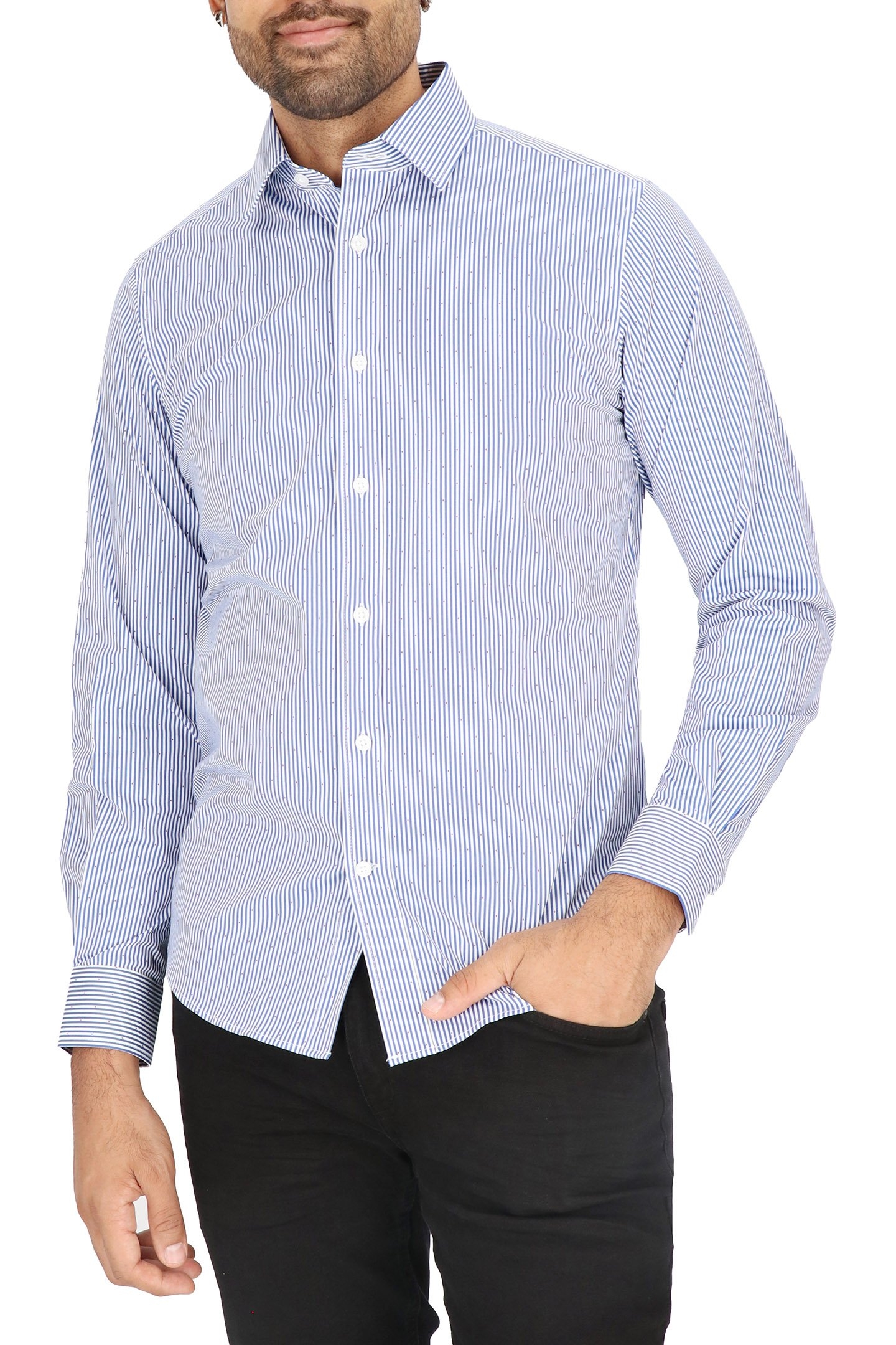 DRESS SHIRT WHITE/NAVY 3