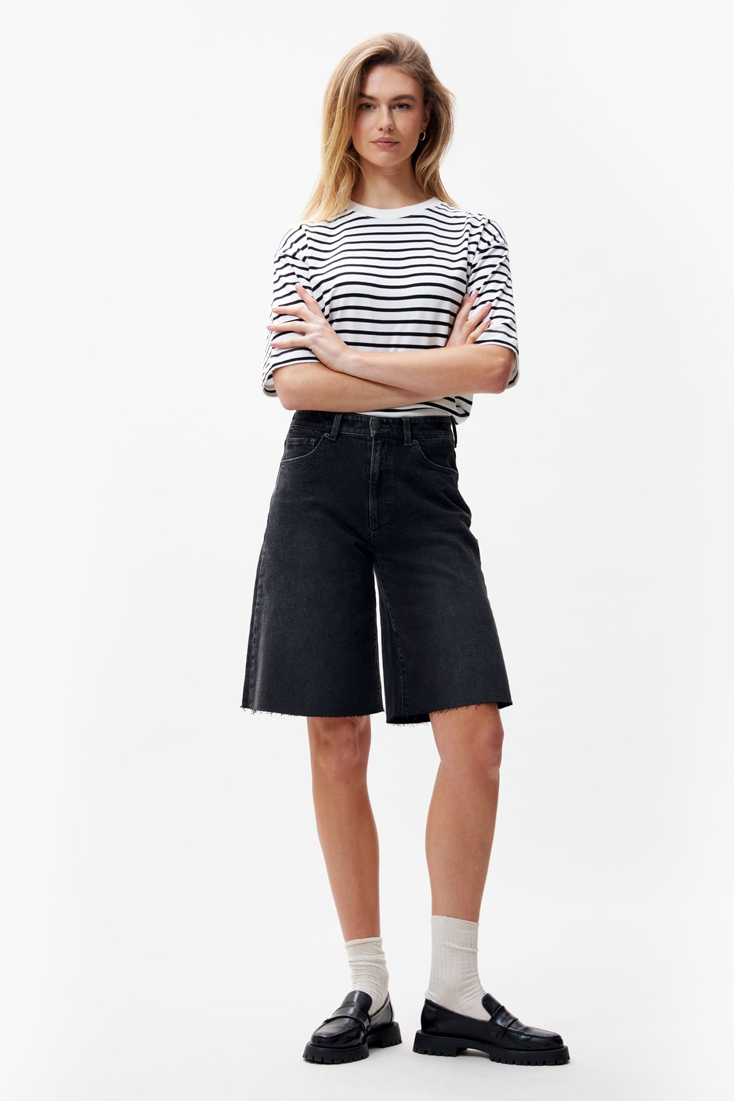 LOOSE FIT JORTS WASHED BLACK 2