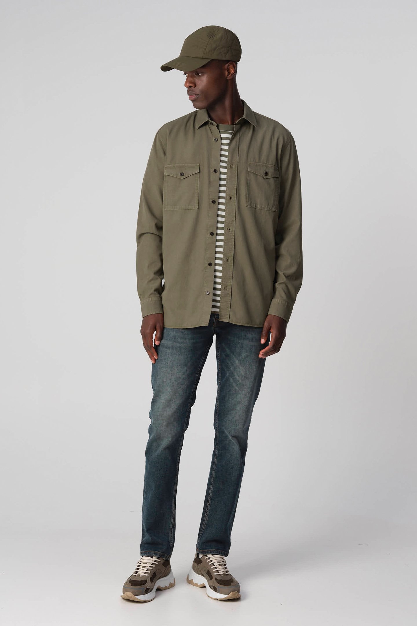 J.C. RAGS RHILEY CASUAL OVERHEMD LANGE MOUW OLIVE NIGHT 3