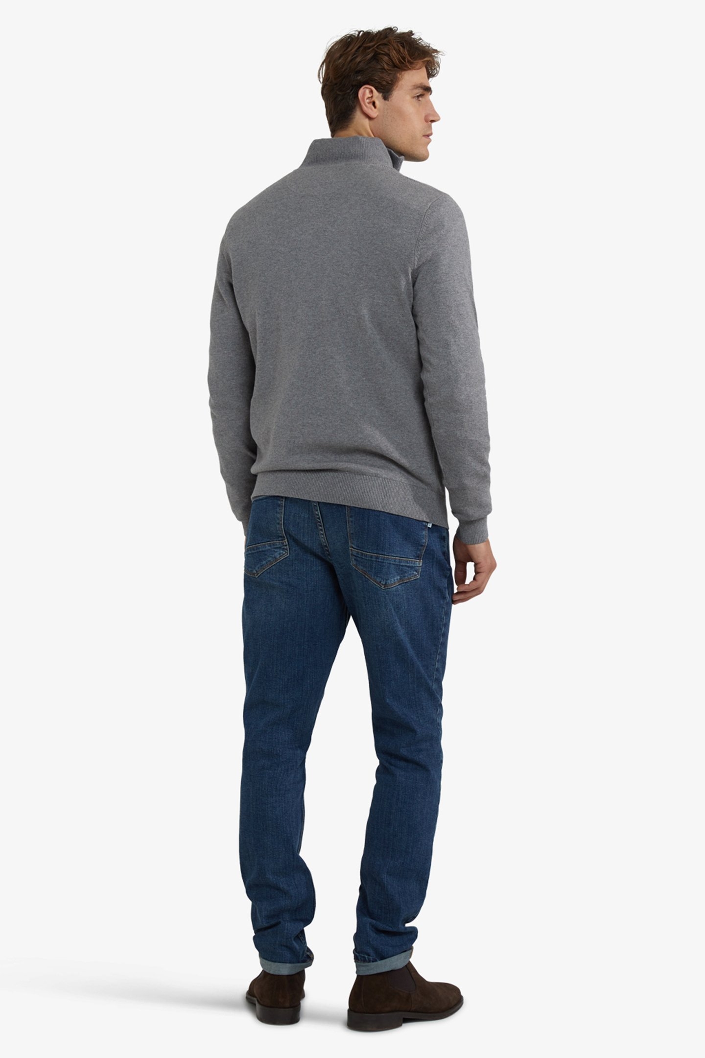 ZIP MOCK SWEATER MEDIUM GREY MELANGE 3