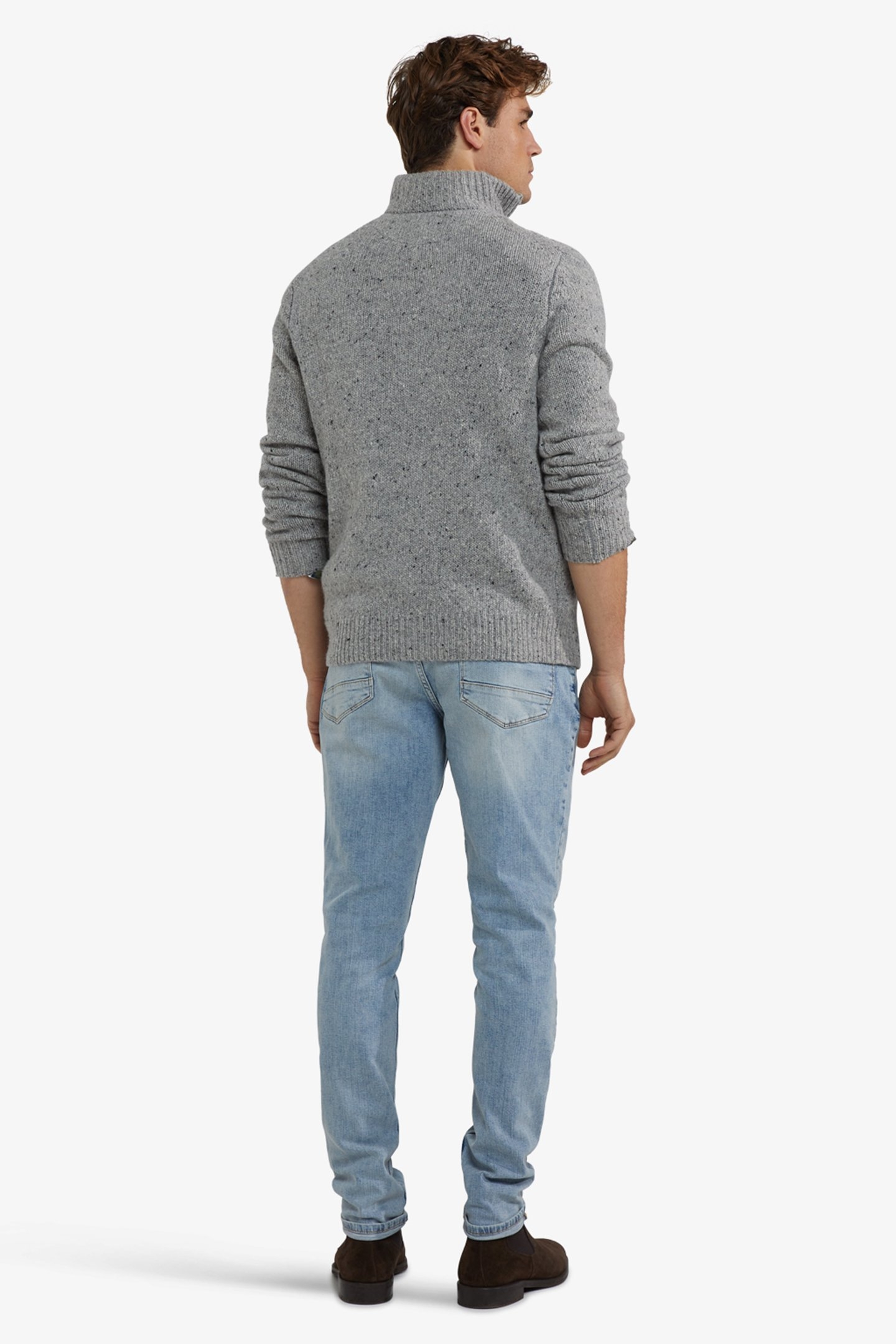 ZIP MOCK FISHERMANS SWEATER MEDIUM GREY MELANGE 3