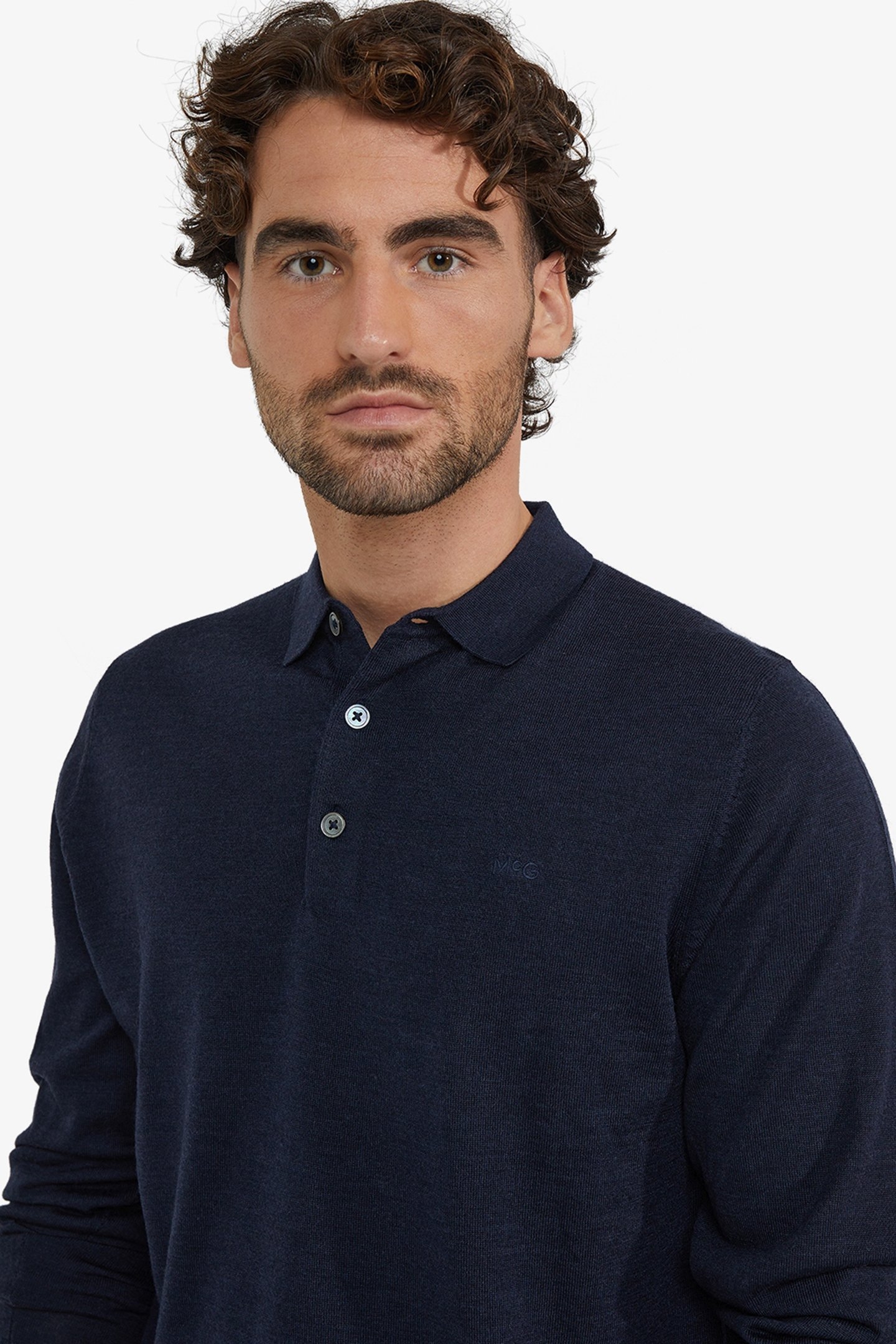 FINE MERINO POLO LONG SLEEVE NAVY 5