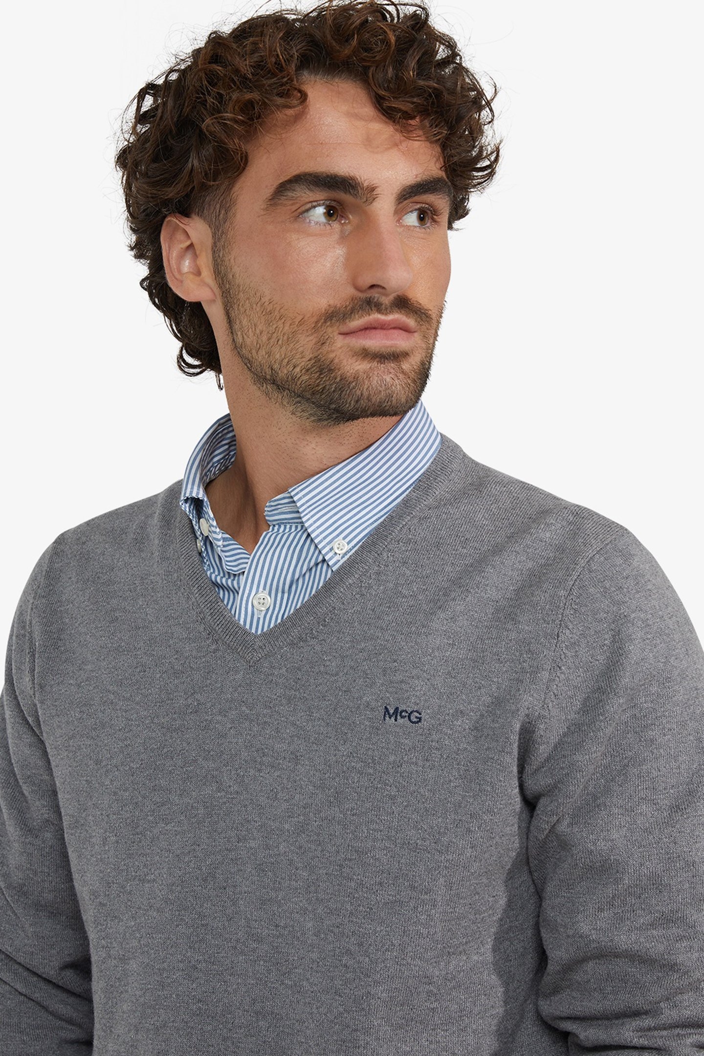 V-NECK SWEATER MEDIUM GREY MELANGE 4