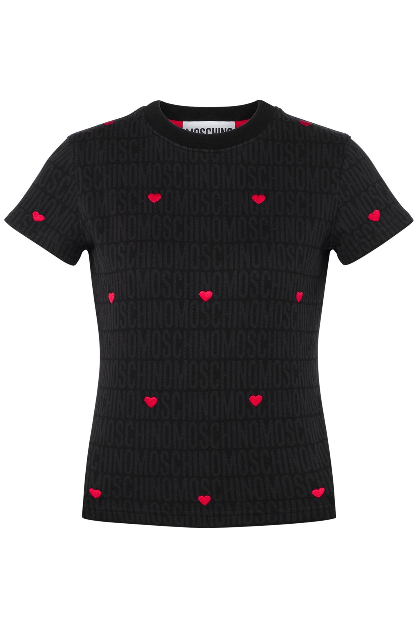 JERSEY T-SHIRT WITH ALLOVER LOGO HEARTS BLACK 3