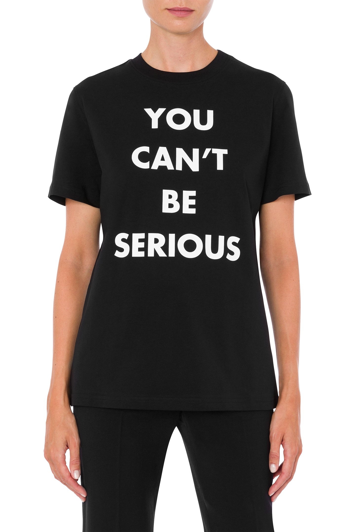 YOU CAN'T BE SERIOUS ORGANIC JERSEY T-SHIRT BLACK 1