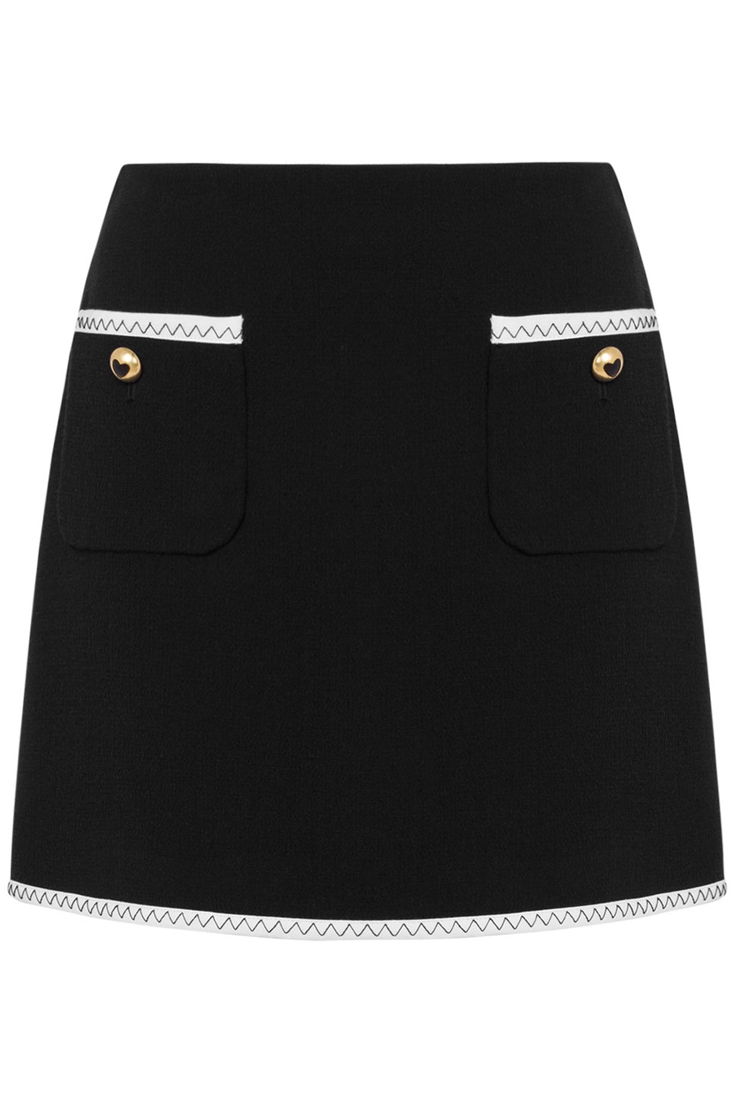 GOLD HEART BUTTONS MINI SKIRT BLACK 3