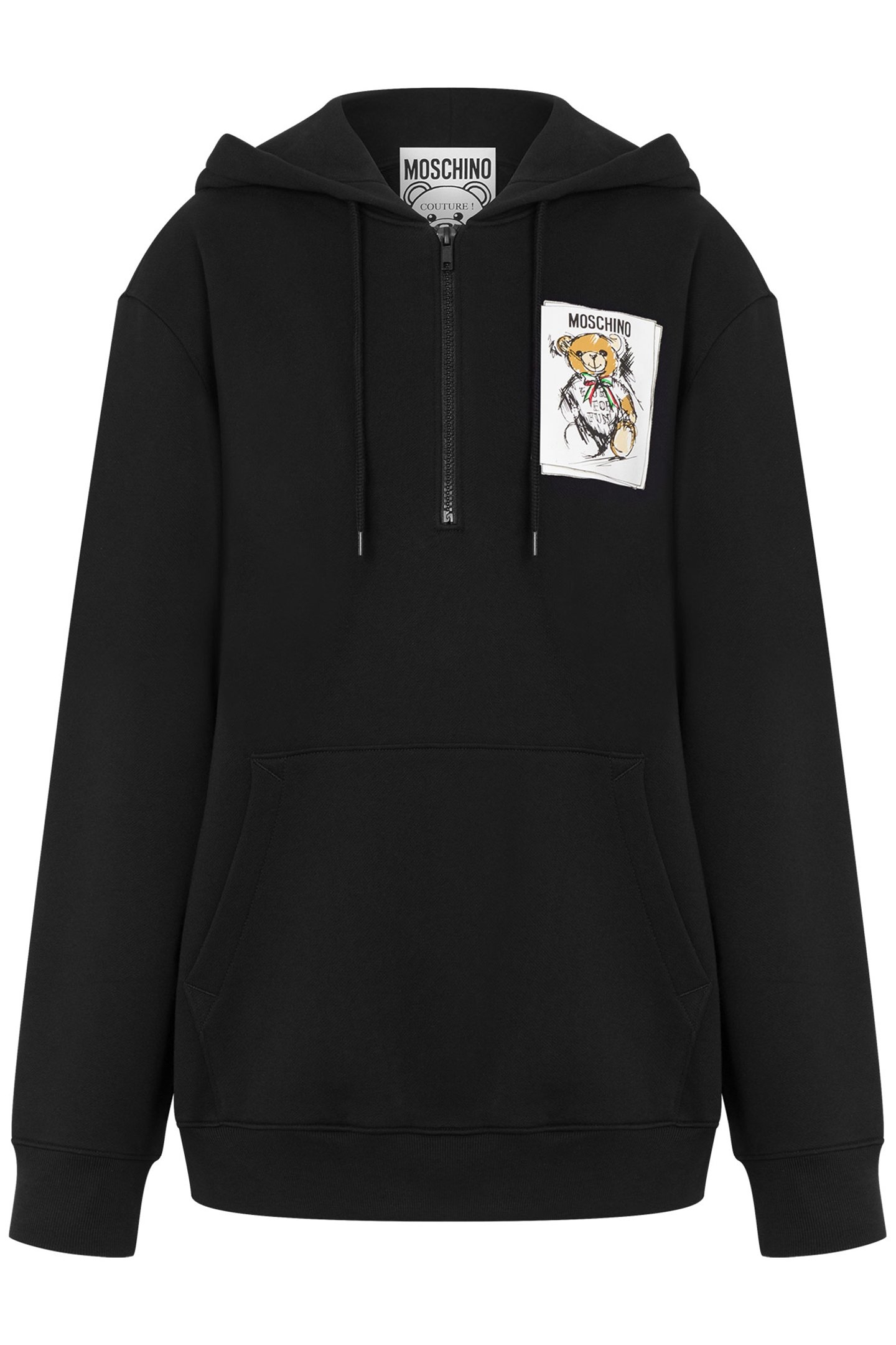 DRAWN TEDDY BEAR ZIP-UP HOODIE BLACK 3