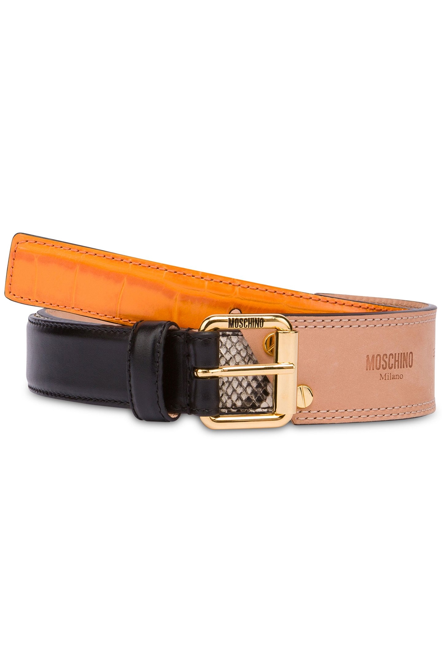 PATCHWORK CALFSKIN BELT ORANGE 2