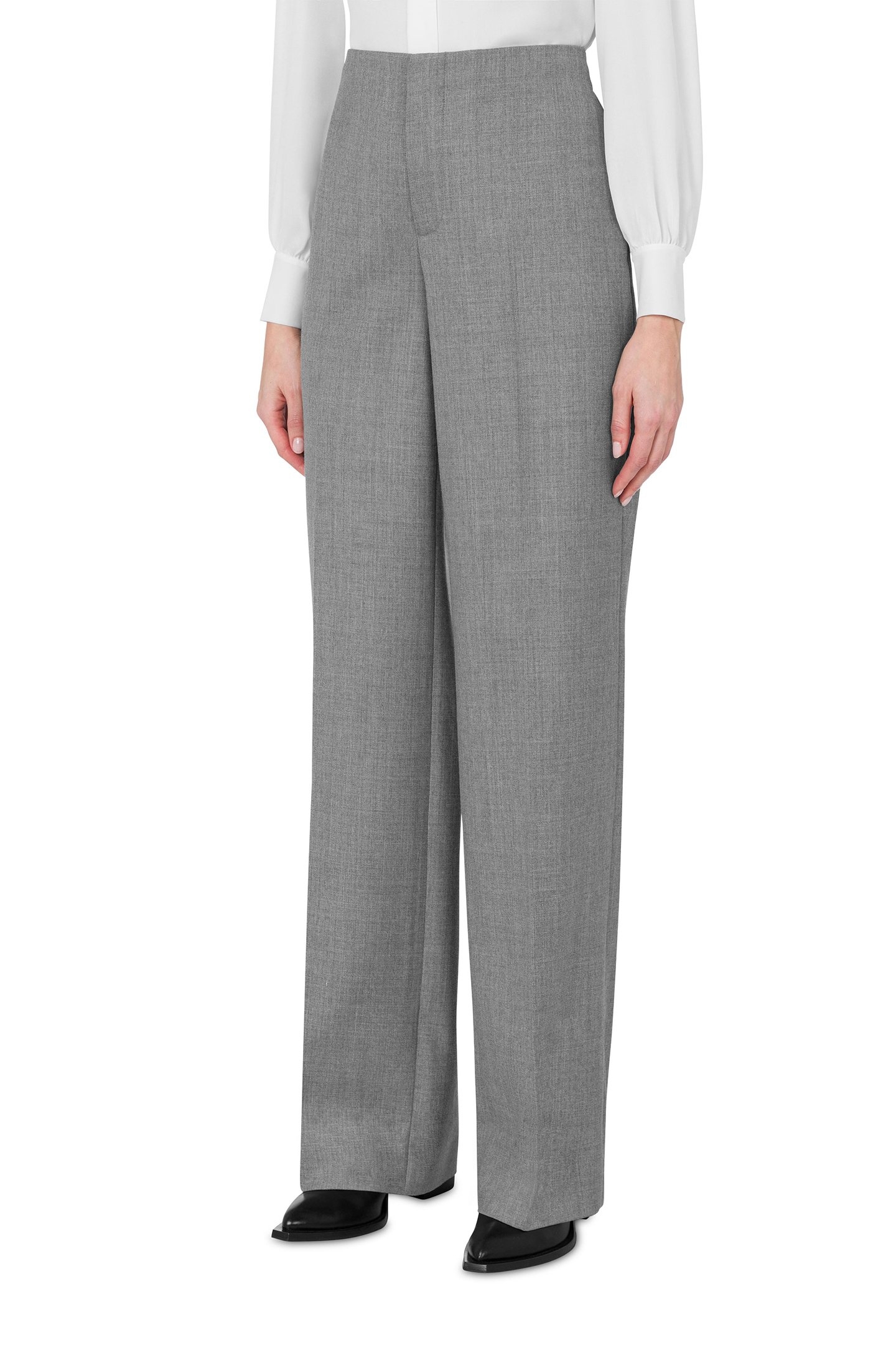 WIDE TROUSERS IN WOOL CANVAS GREY 1
