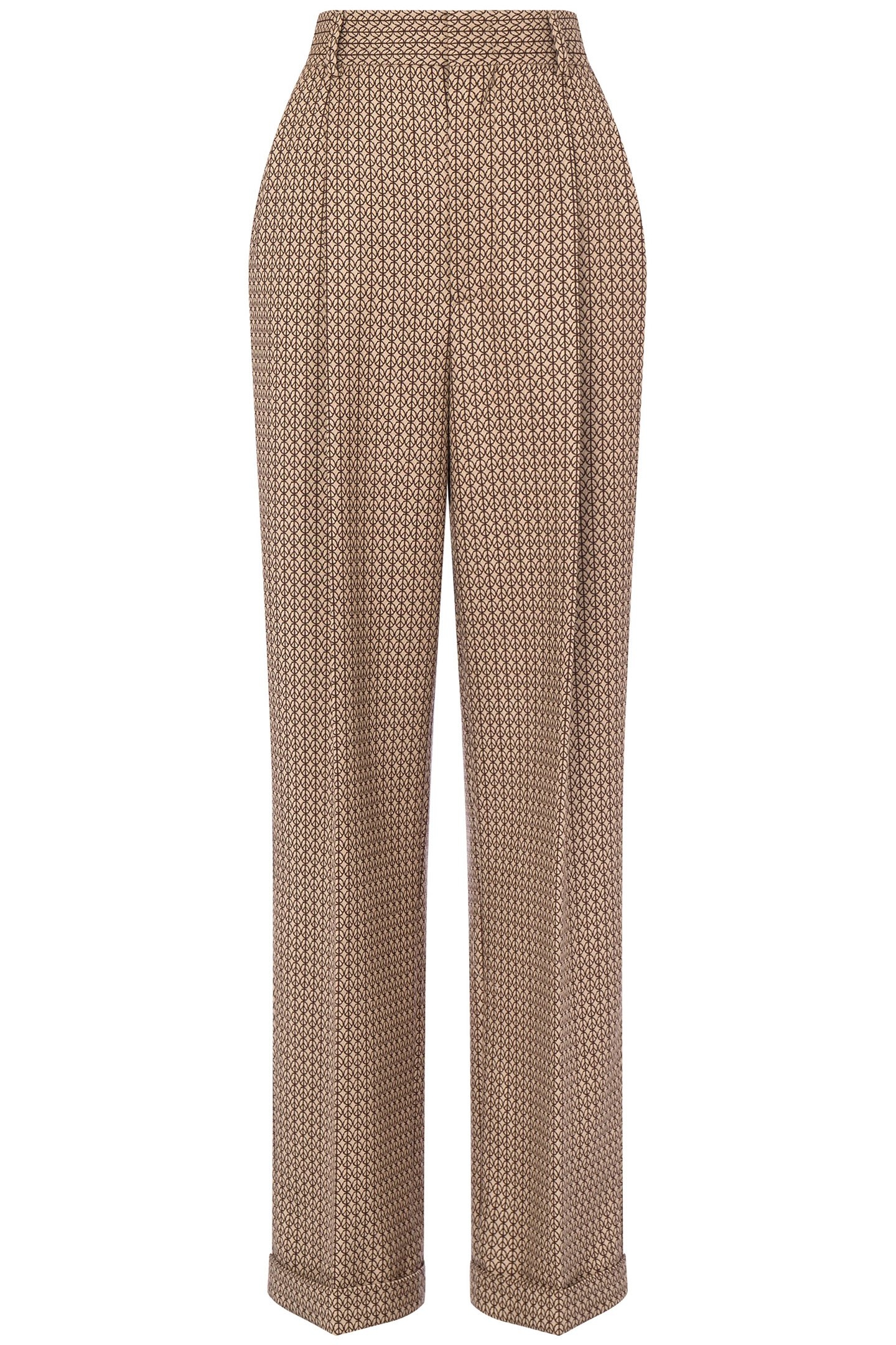 PEACE JACQUARD WOOL TROUSERS BEIGE 3